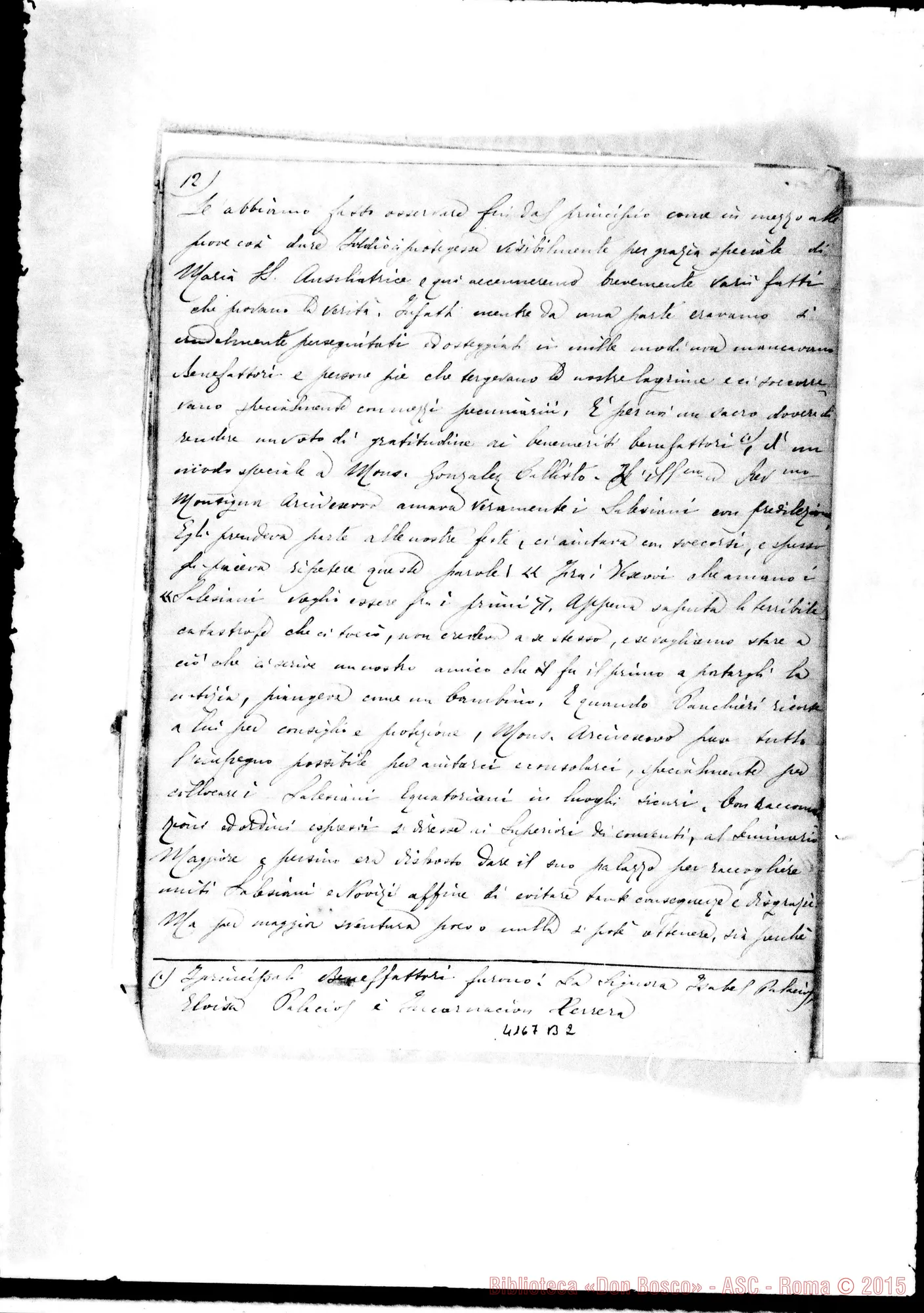 Fotogramma B 2 — Appunti sull’esilio dei Salesiani. Ms. di D. Santinelli, il 23-08-1896