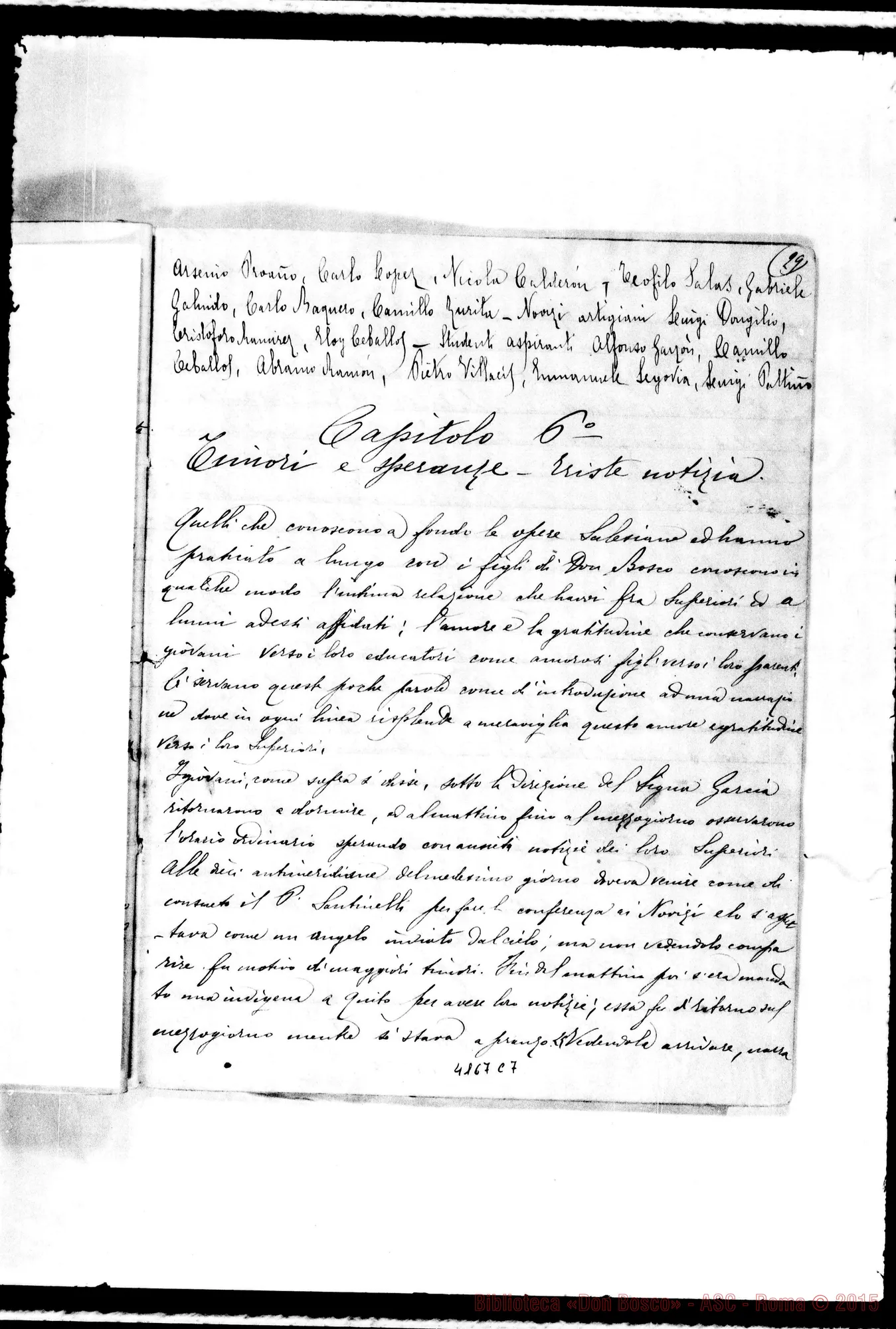 Fotogramma C 7 — Appunti sull’esilio dei Salesiani. Ms. di D. Santinelli, il 23-08-1896