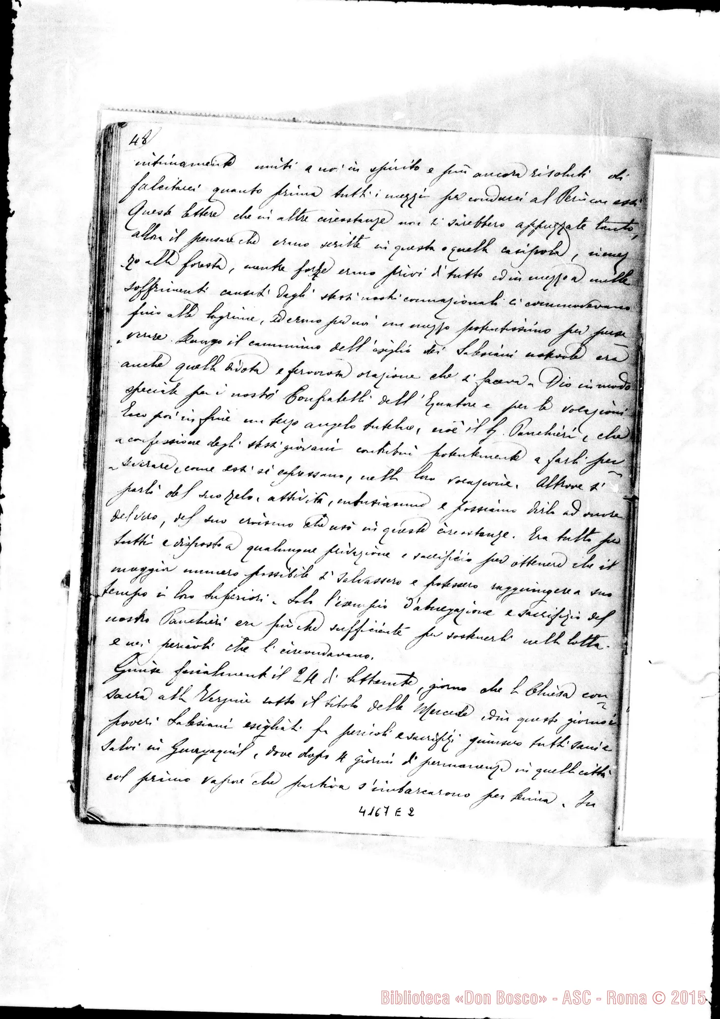 Fotogramma E 2 — Appunti sull’esilio dei Salesiani. Ms. di D. Santinelli, il 23-08-1896