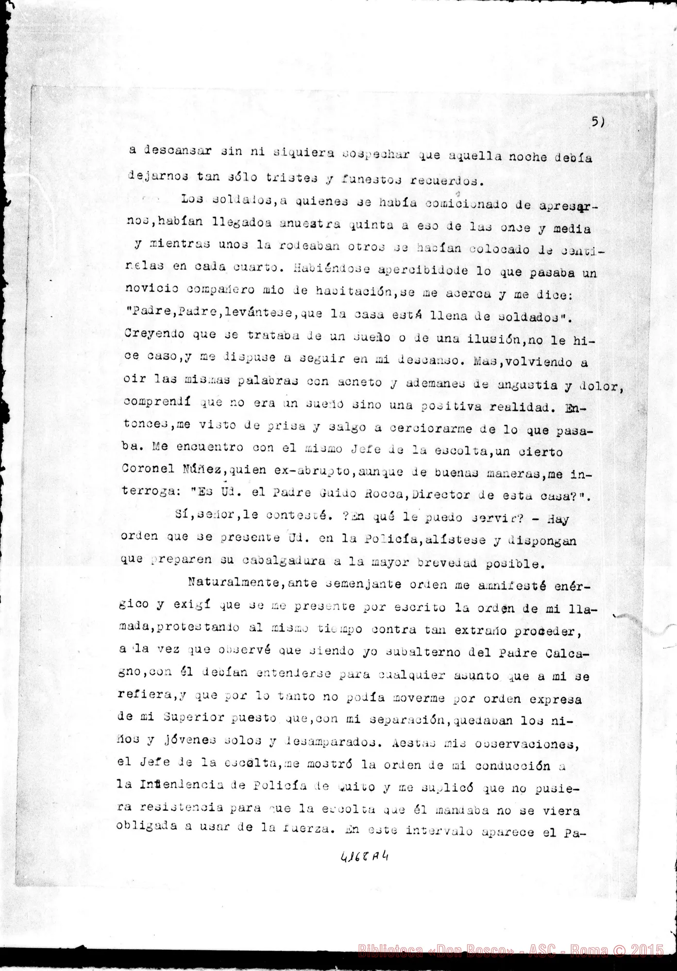 Fotogramma A 4 — Don Guido Rocca: «Los Salesianos del Ecuador condenados al destierro». Quito, 20-01-1900