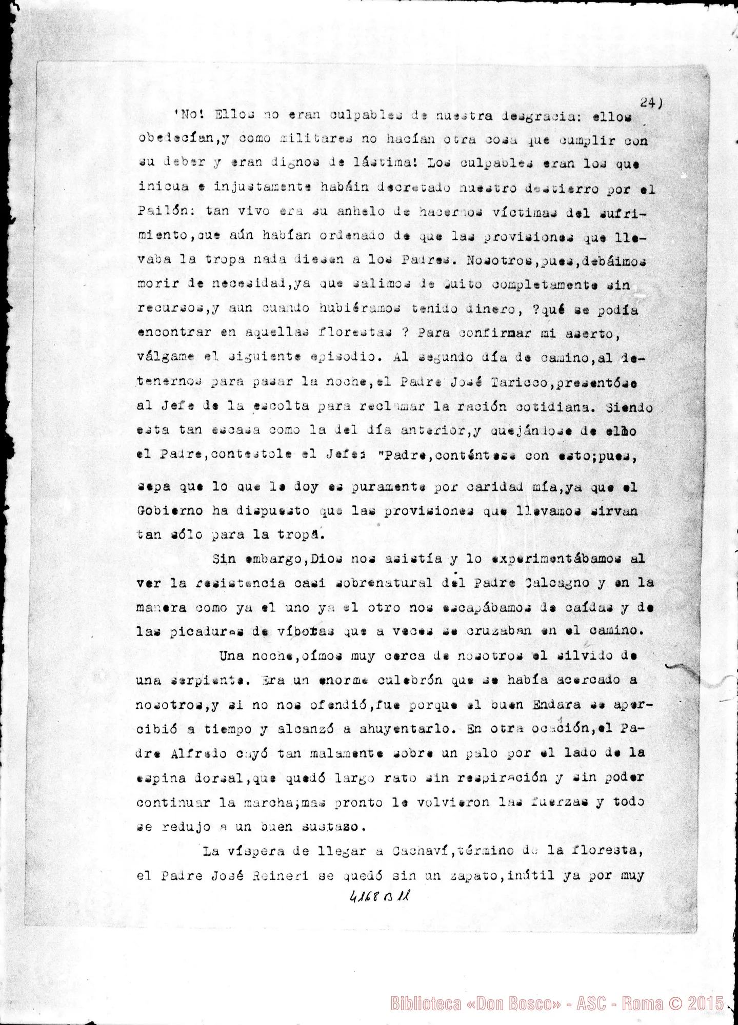 Fotogramma B 11 — Don Guido Rocca: «Los Salesianos del Ecuador condenados al destierro». Quito, 20-01-1900
