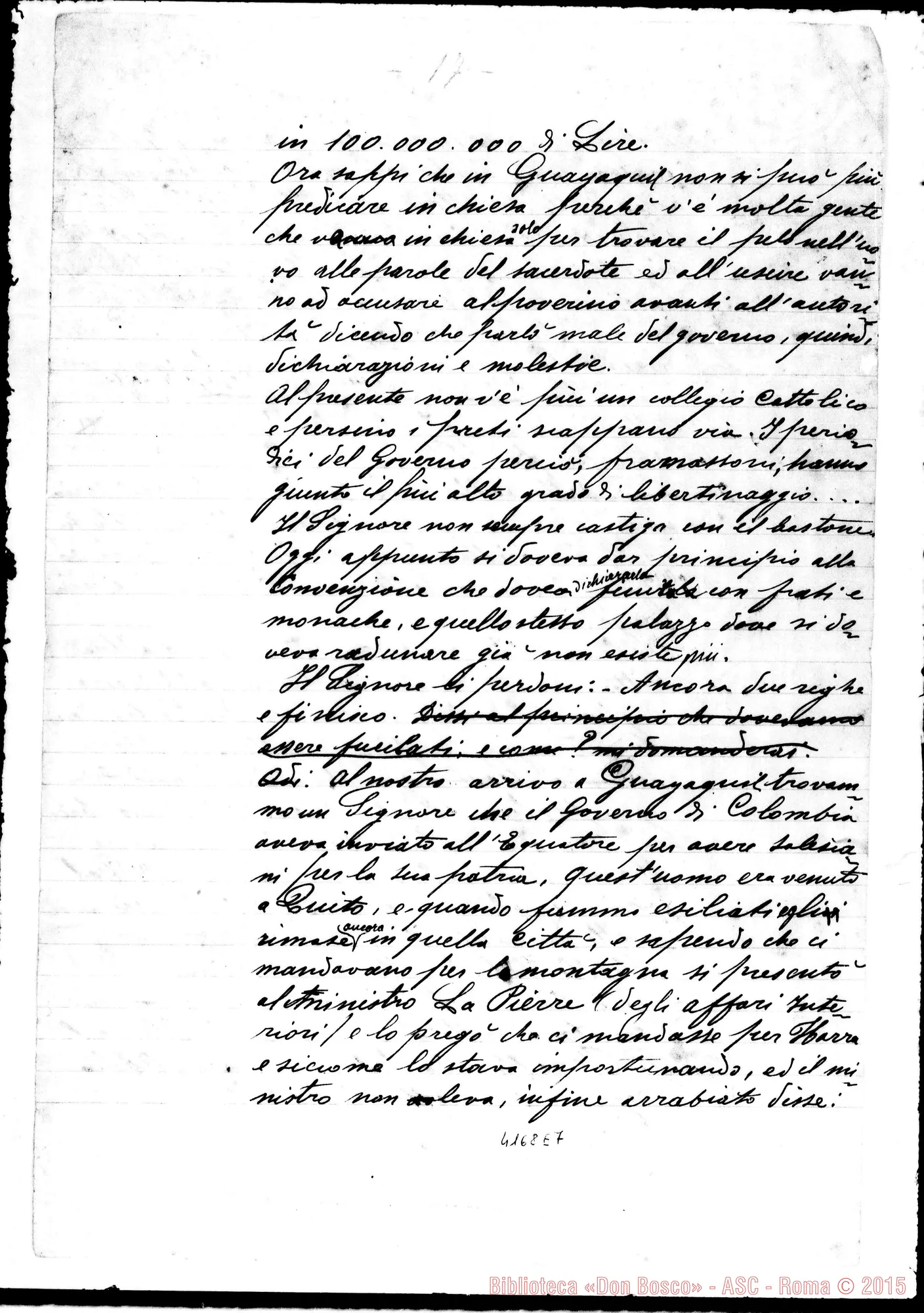 Fotogramma E 7 — Don Giuseppe Taricco: Relazione. Lima, 6-10-1896
