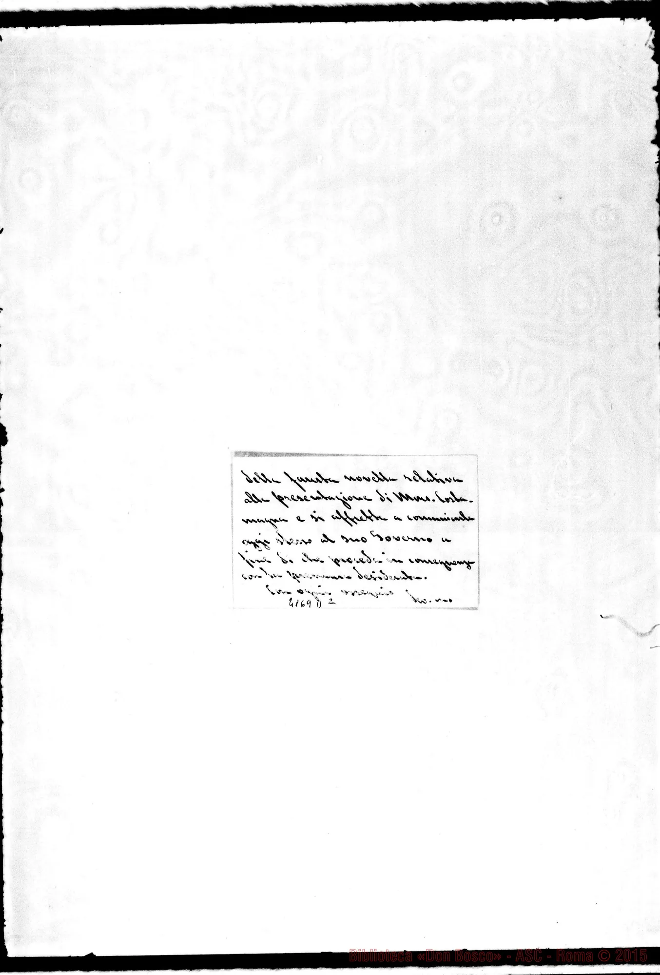 Fotogramma D 2 — Sig. Larrea-Don Cagliero. Roma, 2-11-1894