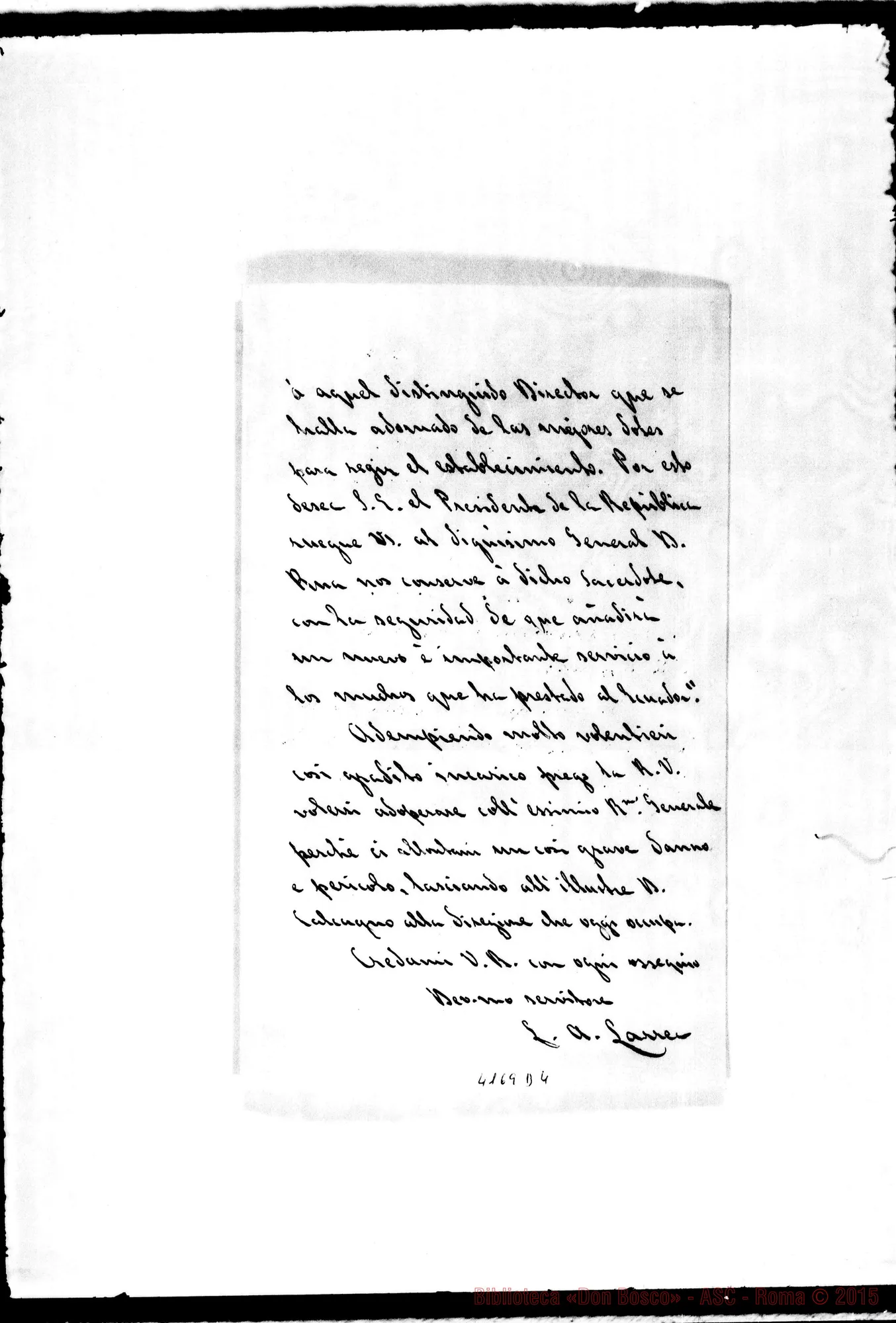 Fotogramma D 4 — Sig. Larrea-Don Cagliero. Roma, 5-11-1894