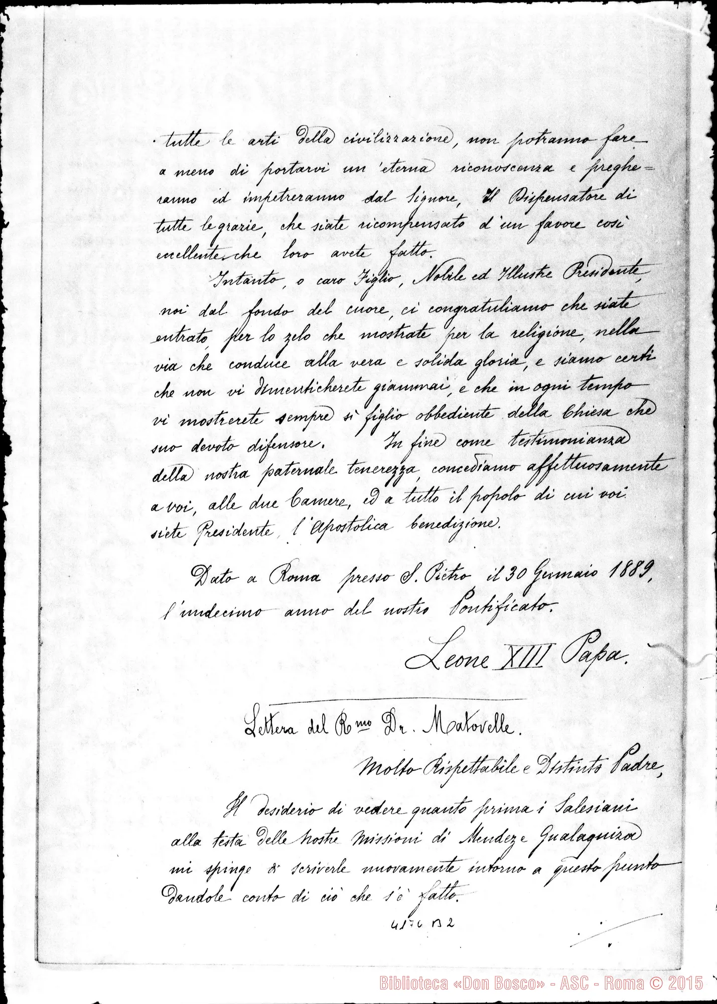 Fotogramma B 2 — Don Cagliero C.-Eminenza. Roma, 25-11-1892. All. copie di documenti sulla Missione di Mendez E Gualaquiza