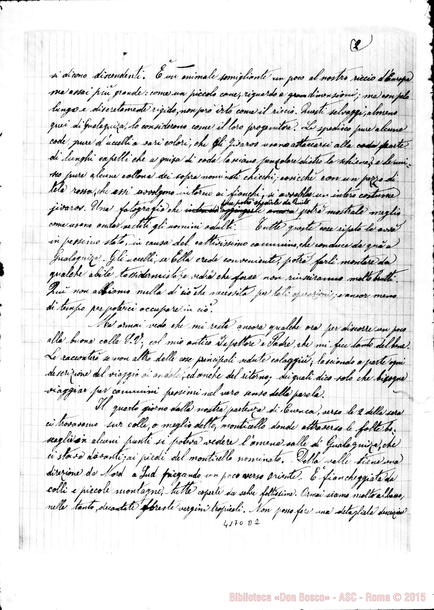 Fotogramma D 2 — Giacinto Pancheri: relazione sul primo viaggio A Gualaquiza. Cuenca, 3-10-1893