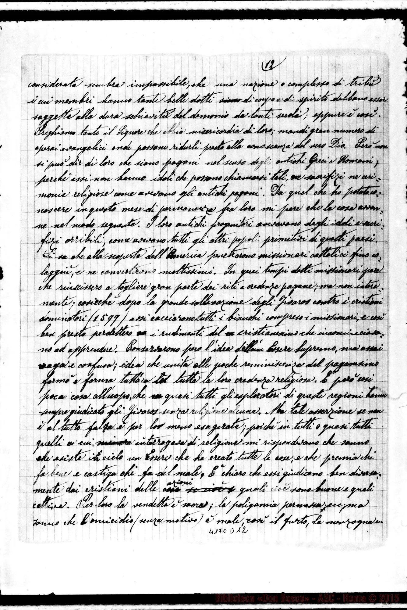 Fotogramma D 12 — Giacinto Pancheri: relazione sul primo viaggio A Gualaquiza. Cuenca, 3-10-1893