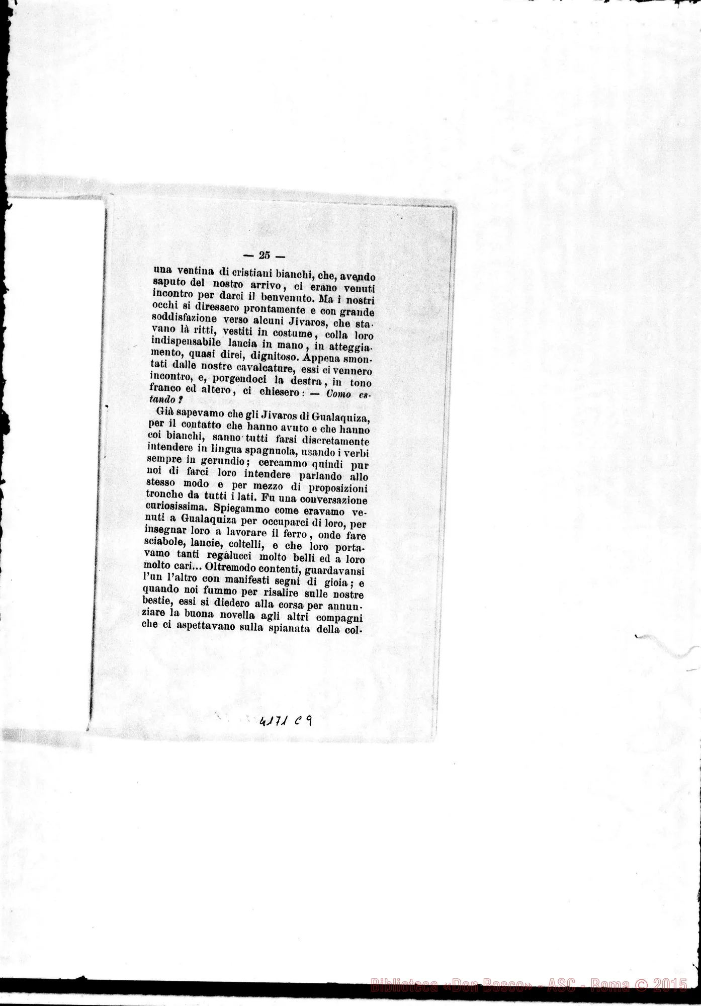 Fotogramma C 9 — Don Rua-Card. Prefetto degli AA.EE.SS.. Torino, 26-04-1894. All. stampato: «Primo viaggio d’esplorazione nel Vie. Sai. di Mendez e Gualawuiza»