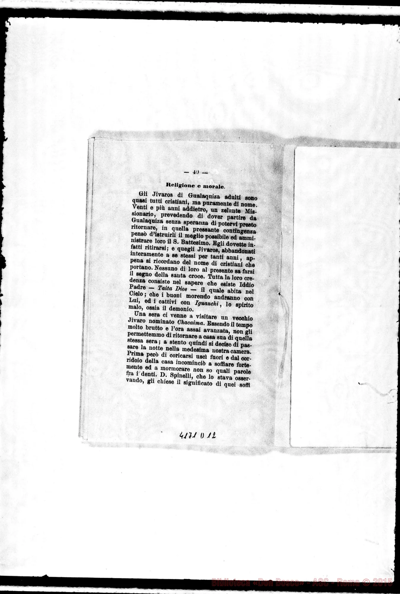 Fotogramma D 12 — Don Rua-Card. Prefetto degli AA.EE.SS.. Torino, 26-04-1894. All. stampato: «Primo viaggio d’esplorazione nel Vie. Sai. di Mendez e Gualawuiza»