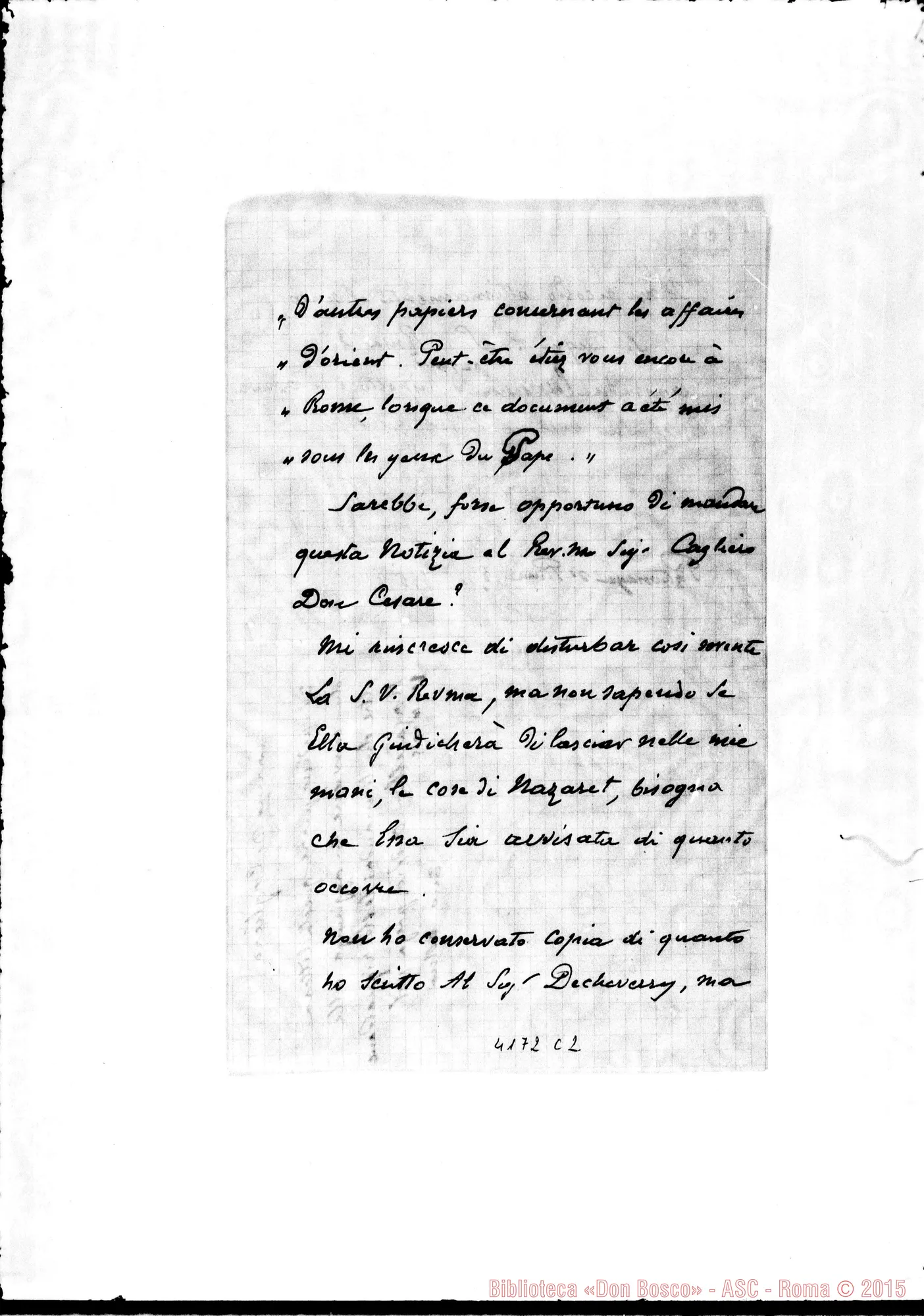 Fotogramma C 2 — Don Neple-Don Rua. Nice, 8-10-1895. Con nota per D. Cagliero. Nazareth, 11-10-1895 Autogr. Rua