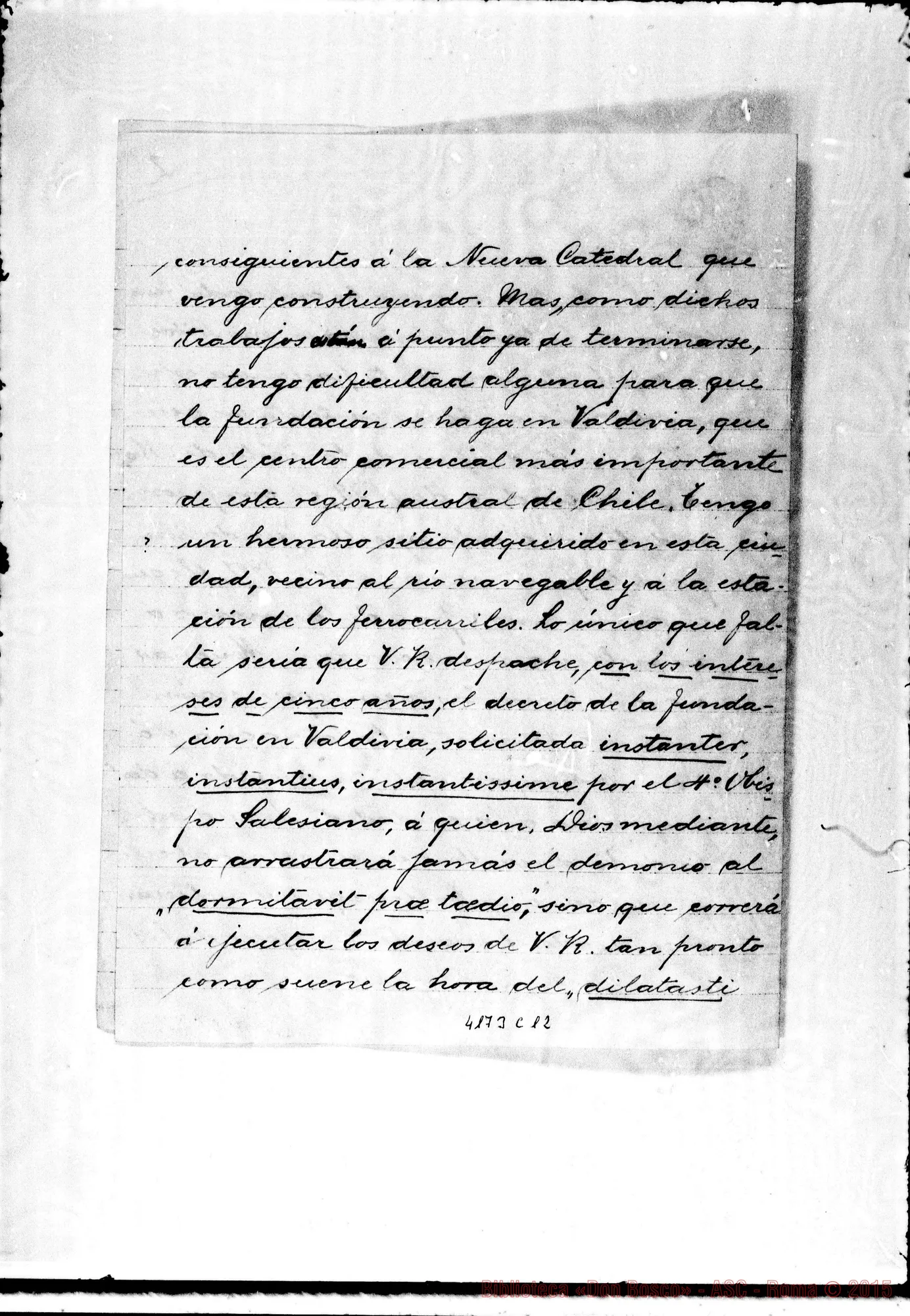 Fotogramma C 12 — Ramón Angel Jara, vesc. di Ancud-Don Rua. Valdivia, 5-06-1903