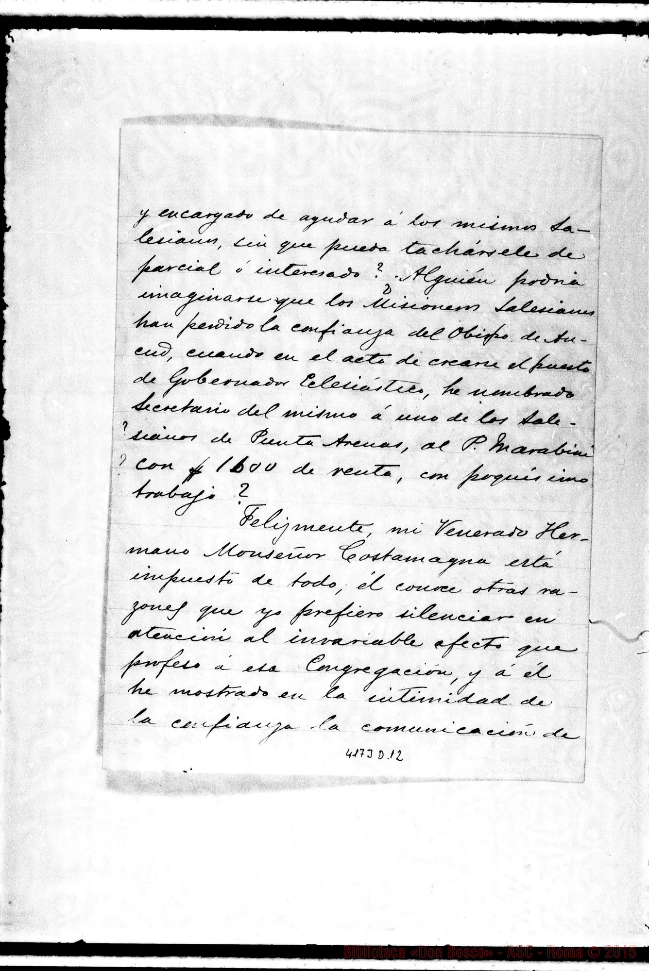 Fotogramma D 12 — Ramón Angel Jara, vesc.-Don Rua. Santiago, 14-09-1901