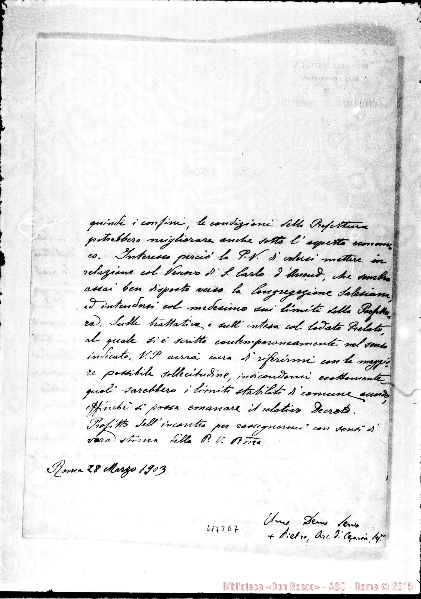 Fotogramma E 7 — Pietro Gasparri, arciv. di Cesarea-Don Rua. Roma, 28-03-1903