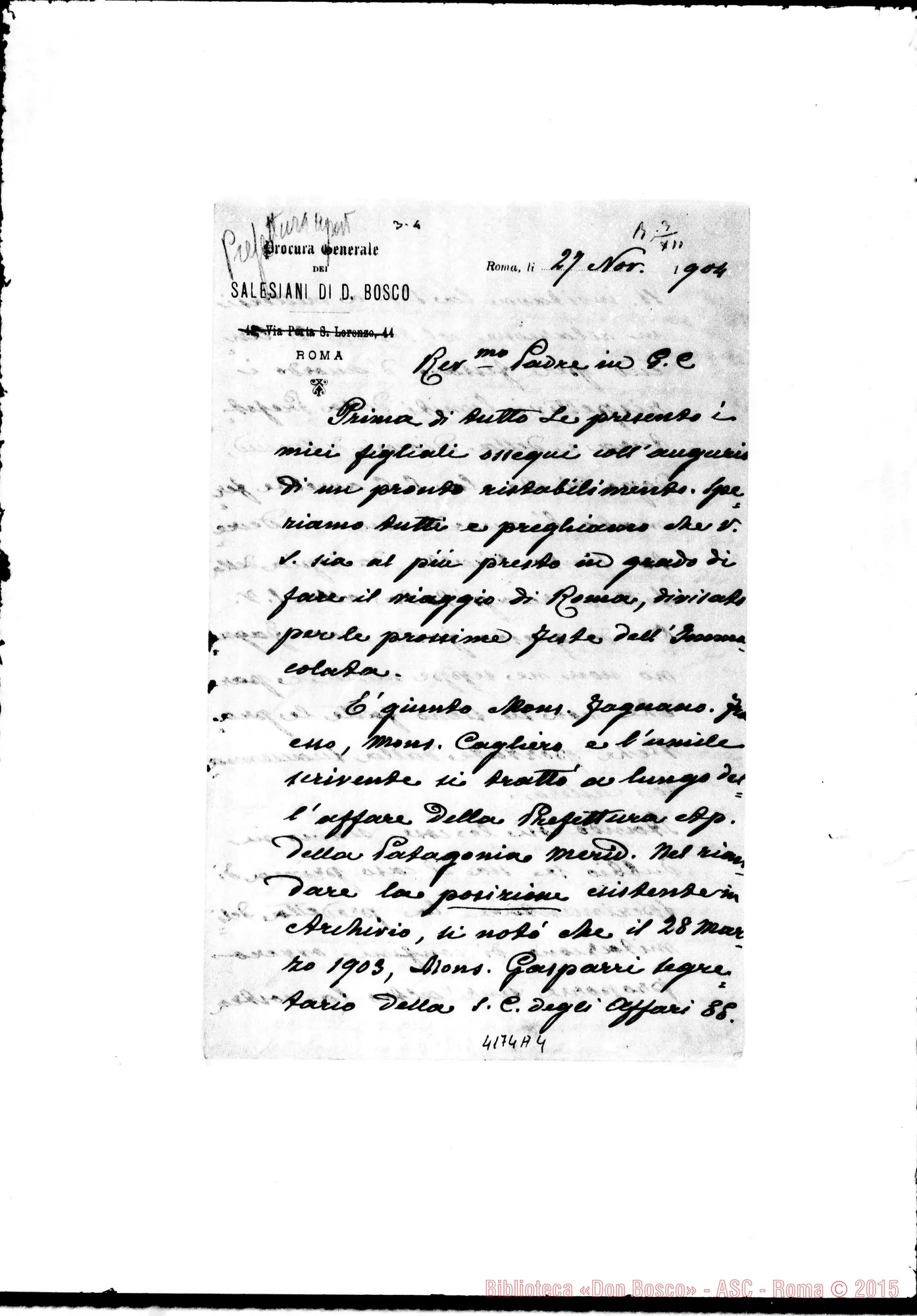 Fotogramma A 4 — Don Marenco-Don Rua. Roma, 27-11-1904