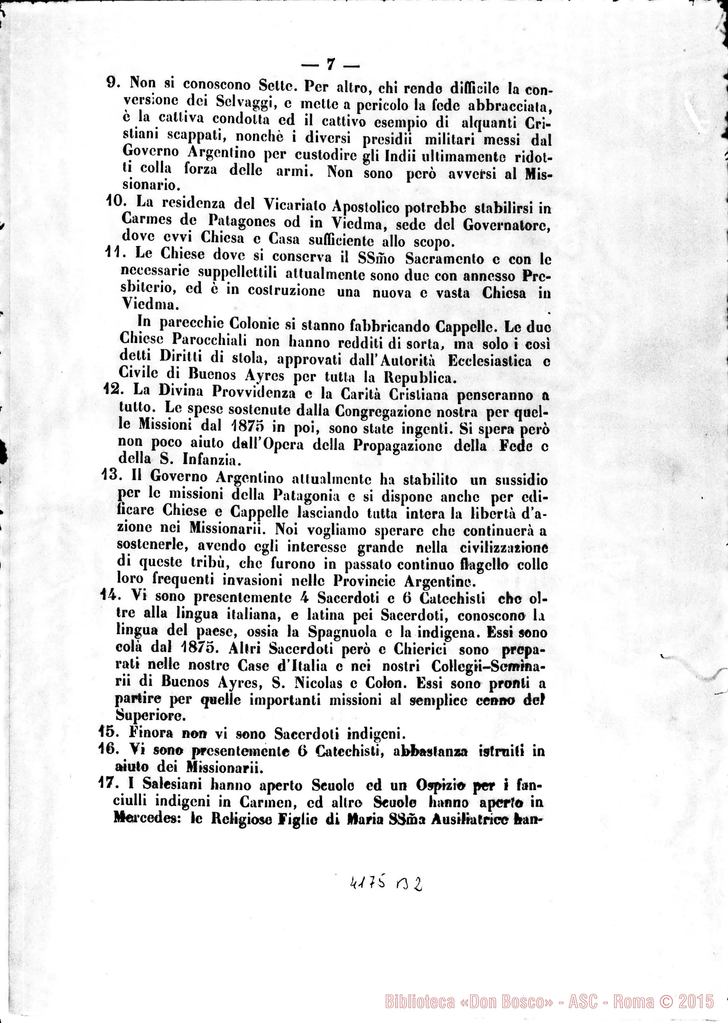 Fotogramma B 2 — Sull’erezione di un Vicariato ed una Pref. Apost. nella Patagonia. Sacra Congr. di Prop. Fide. Stampato