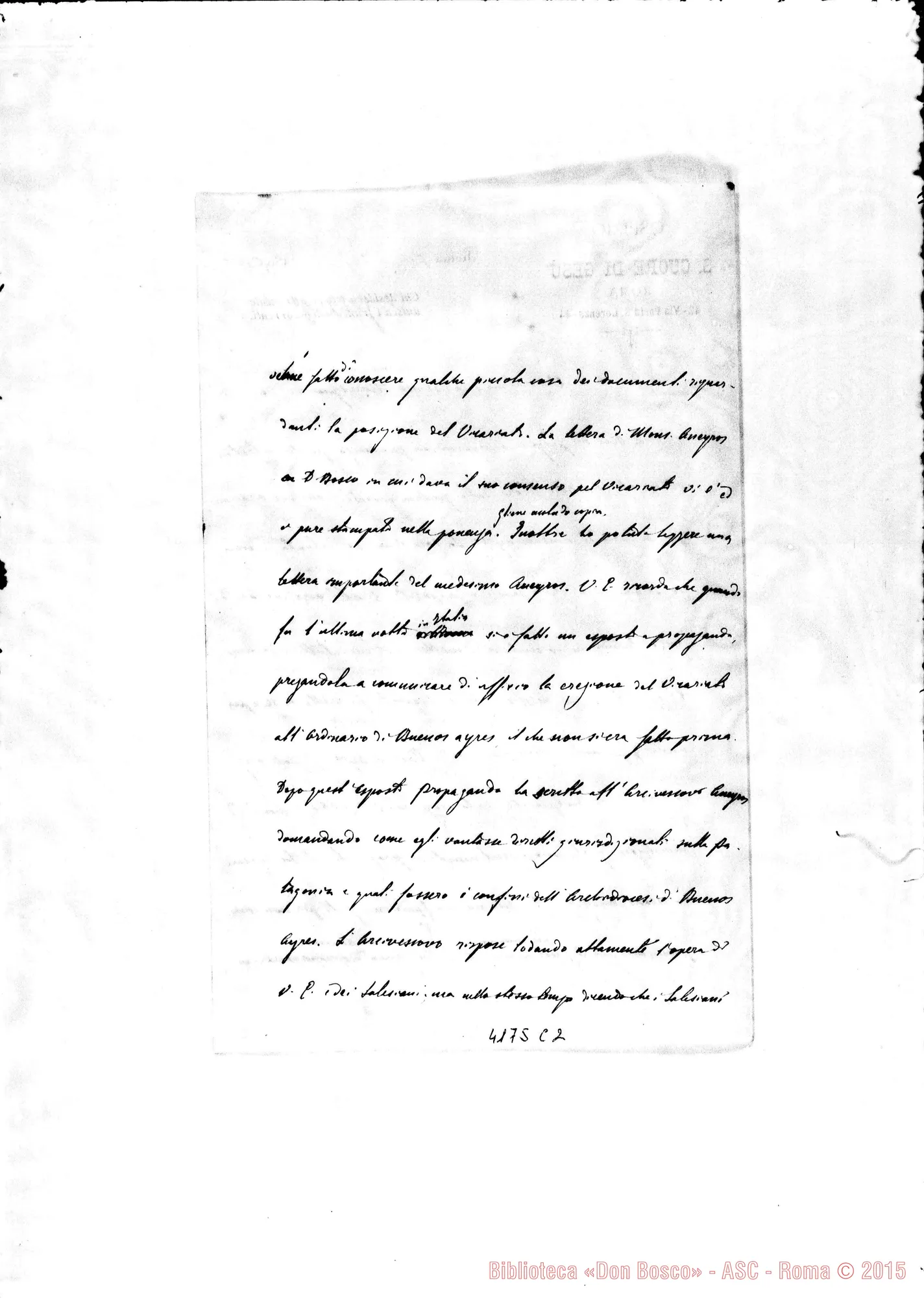 Fotogramma C 2 — Don Cagliero C.-Mons. Cagliero. Roma, 9-02-1896