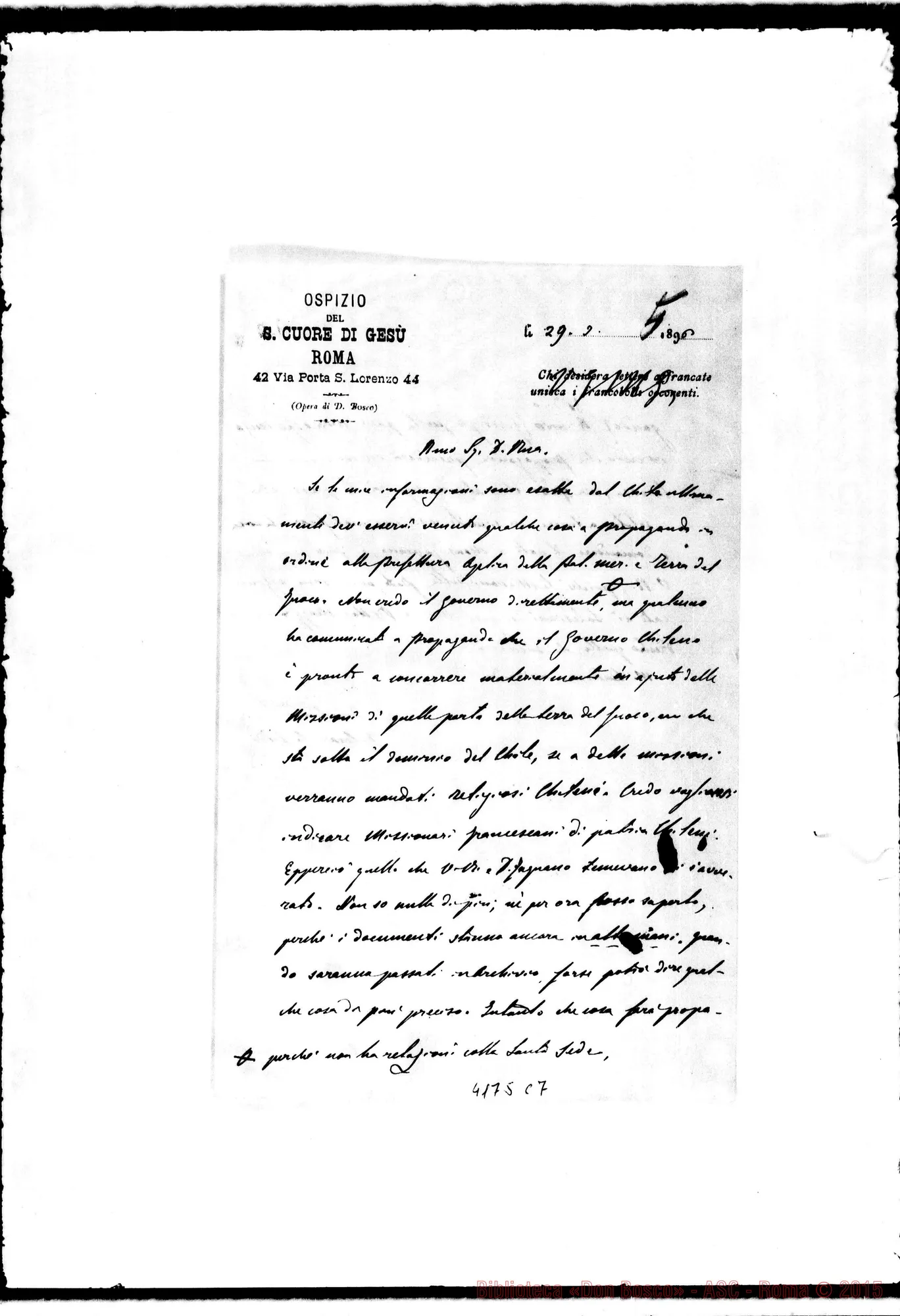 Fotogramma C 7 — Don Cagliero C.-Don Rua. Roma, 29-03-1896