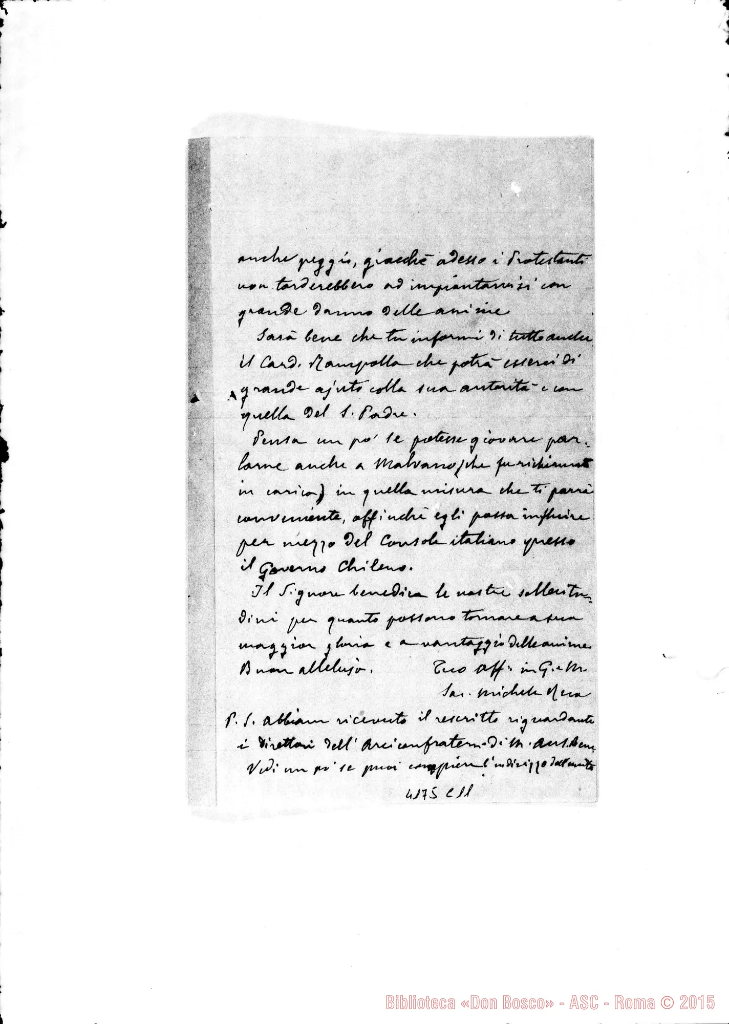 Fotogramma C 11 — Don Rua-Don Cagliero C.. Torino, 4-04-1896. Ms. autogr. Rua