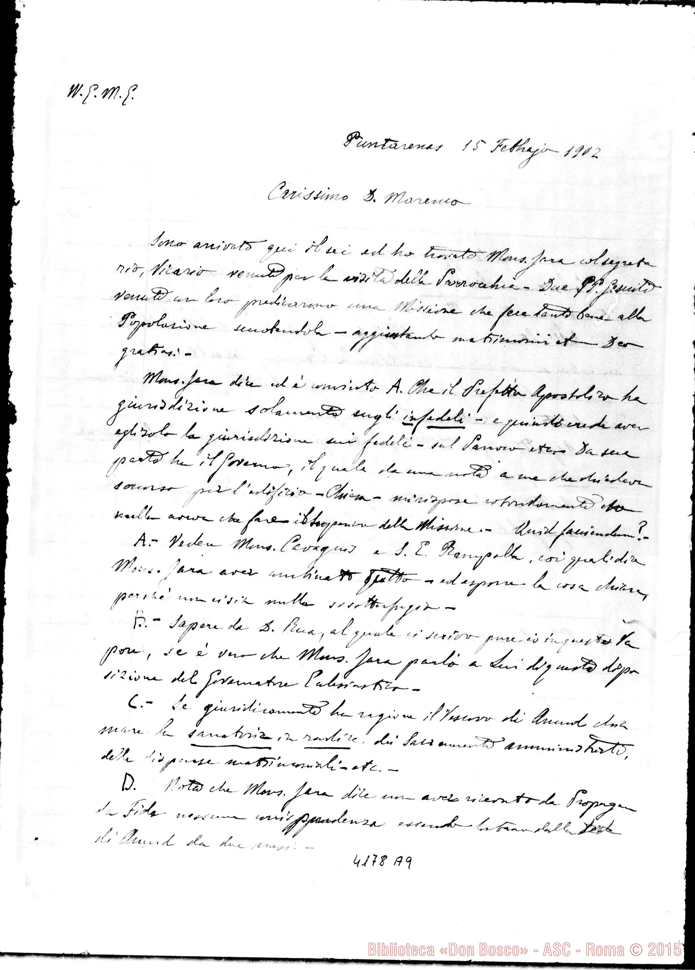 Fotogramma A 9 — Mons. Fagnano-Don Marenco. Puntarenas, 15-02-1902