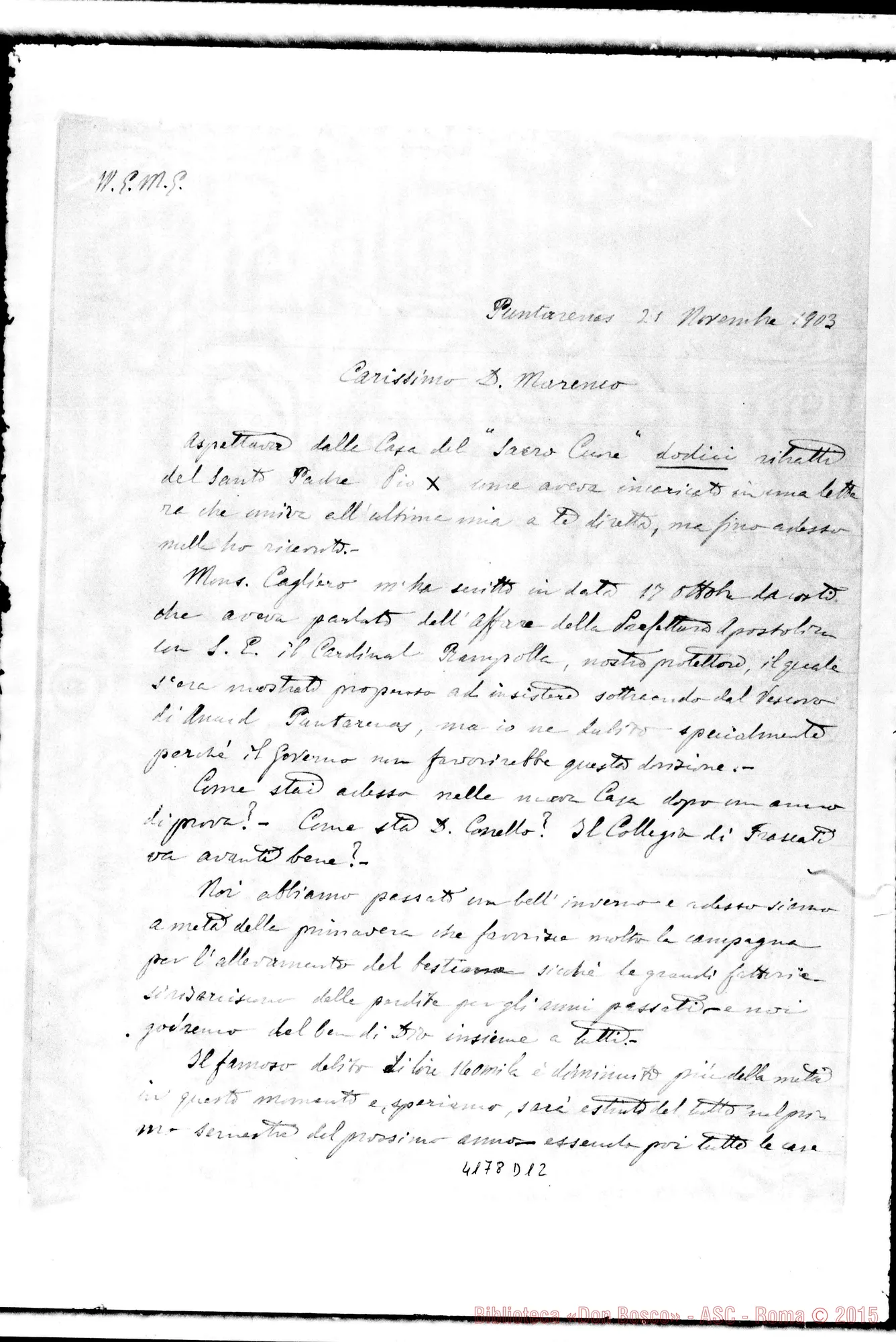 Fotogramma D 12 — Mons. Fagnano-Don Marenco. Puntarenas, 21-11-1903