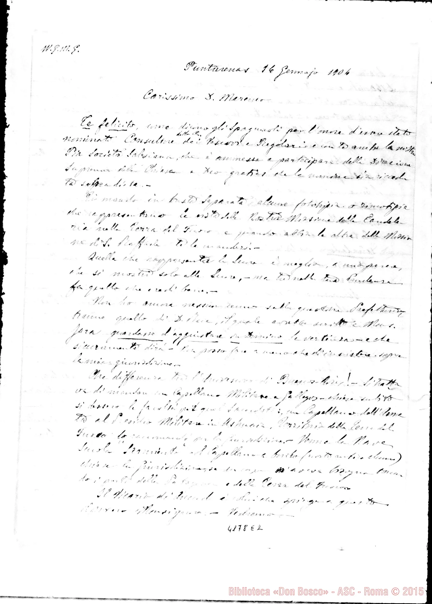 Fotogramma E 2 — Mons. Fagnano-Don Marenco. Puntarenas, 16-01-1904