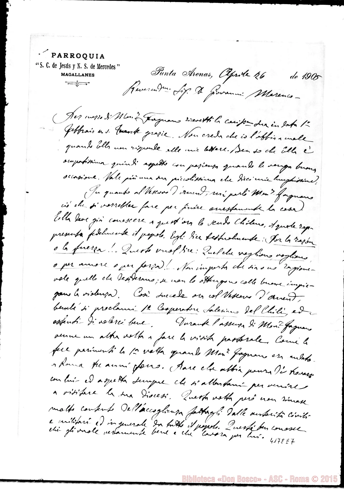 Fotogramma E 7 — Don Borgatello Maggiorino-Don Marenco. Puntarenas, 26-04-1905