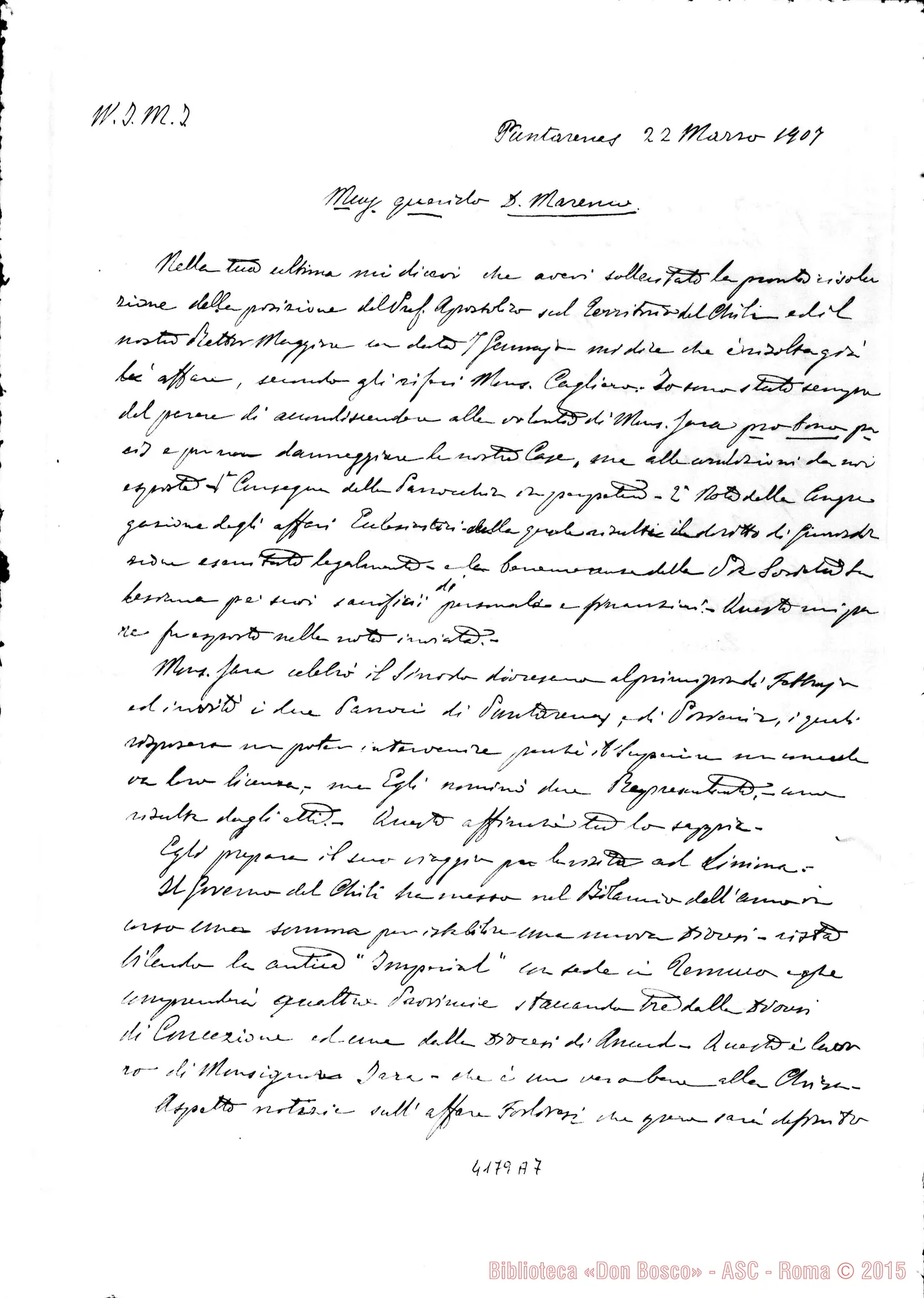 Fotogramma A 7 — Mons. Fagnano-Don Marenco. Puntarenas, 22-03-1907