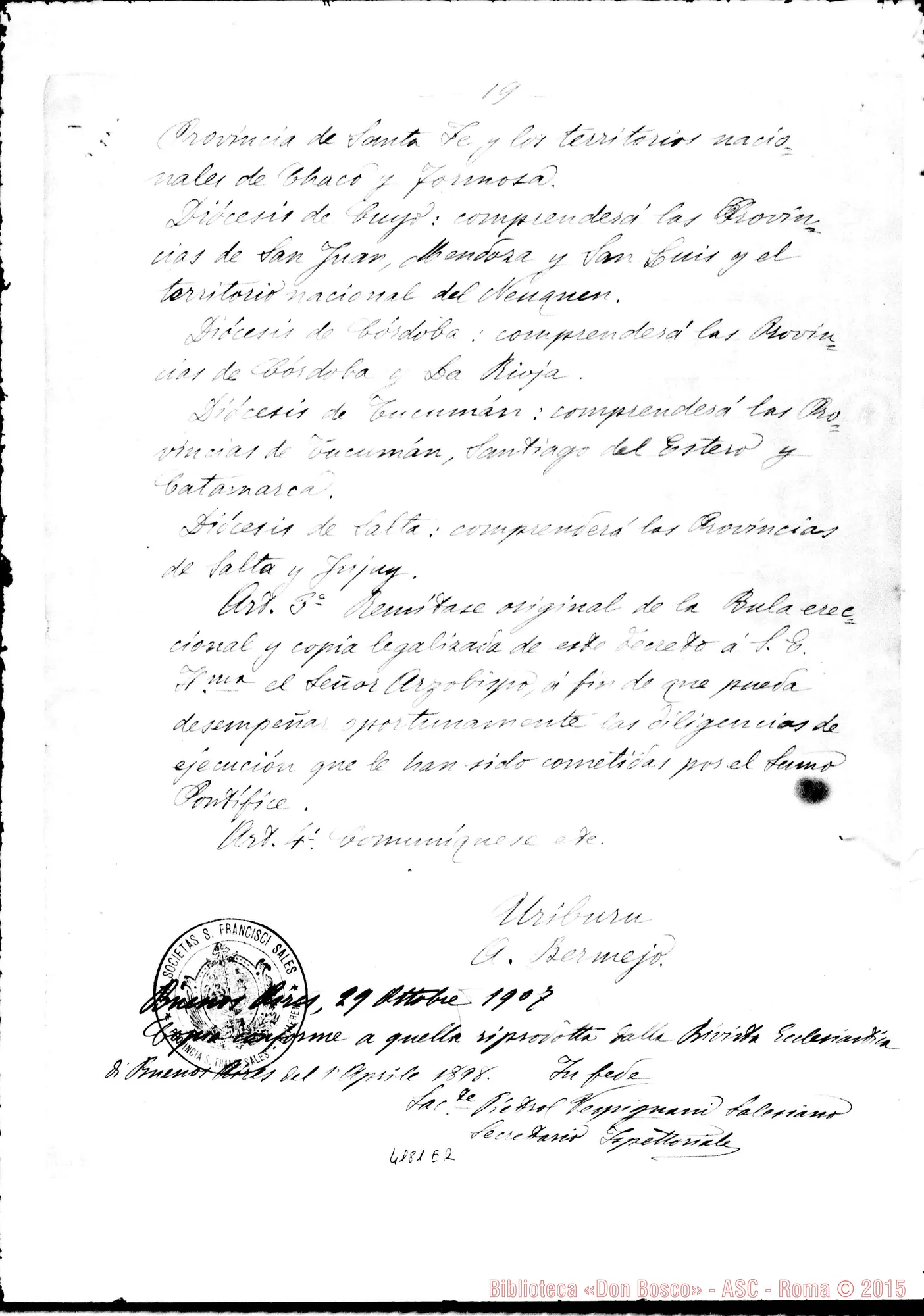 Fotogramma E 2 — Don Vespignani Giuseppe-Don Rua. Buenos Aires, 29-10-1907. Invia Bolla