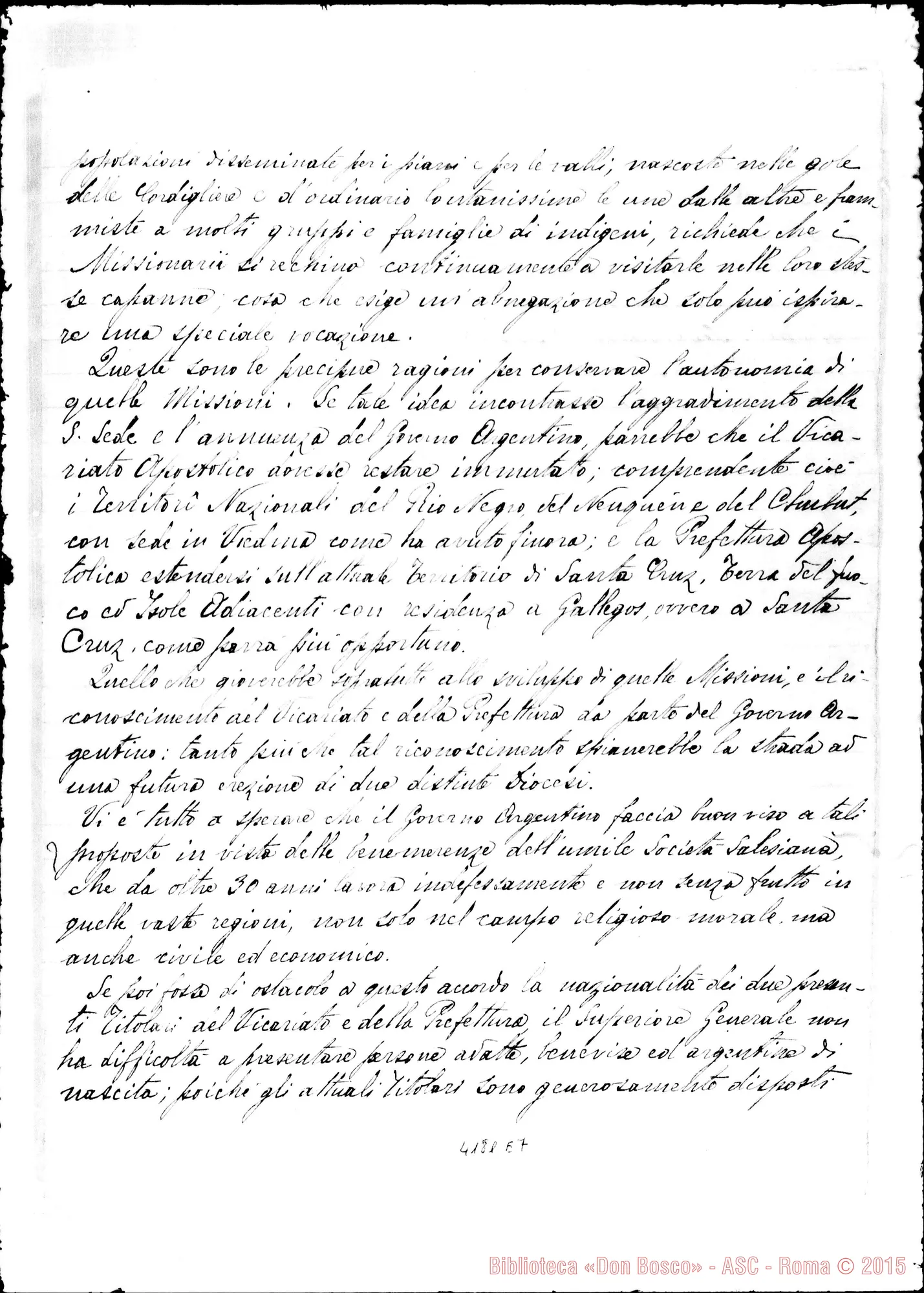 Fotogramma E 7 — Comunicazione alla S. C. degli AA.EE.SS. Ms., senza data