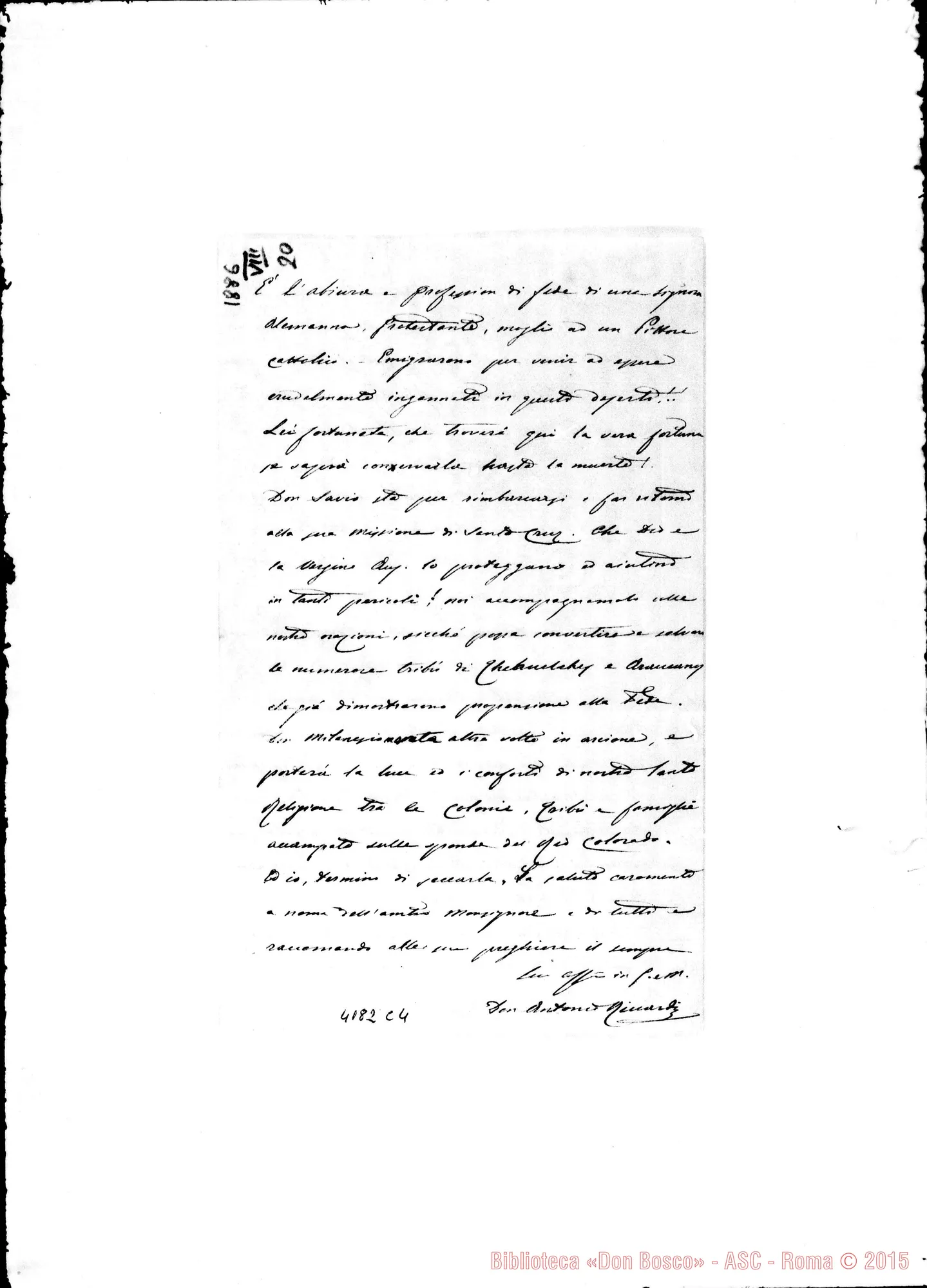 Fotogramma C 4 — Don Riccardi-Don Lemoyne. Patagones, 20-08-1886