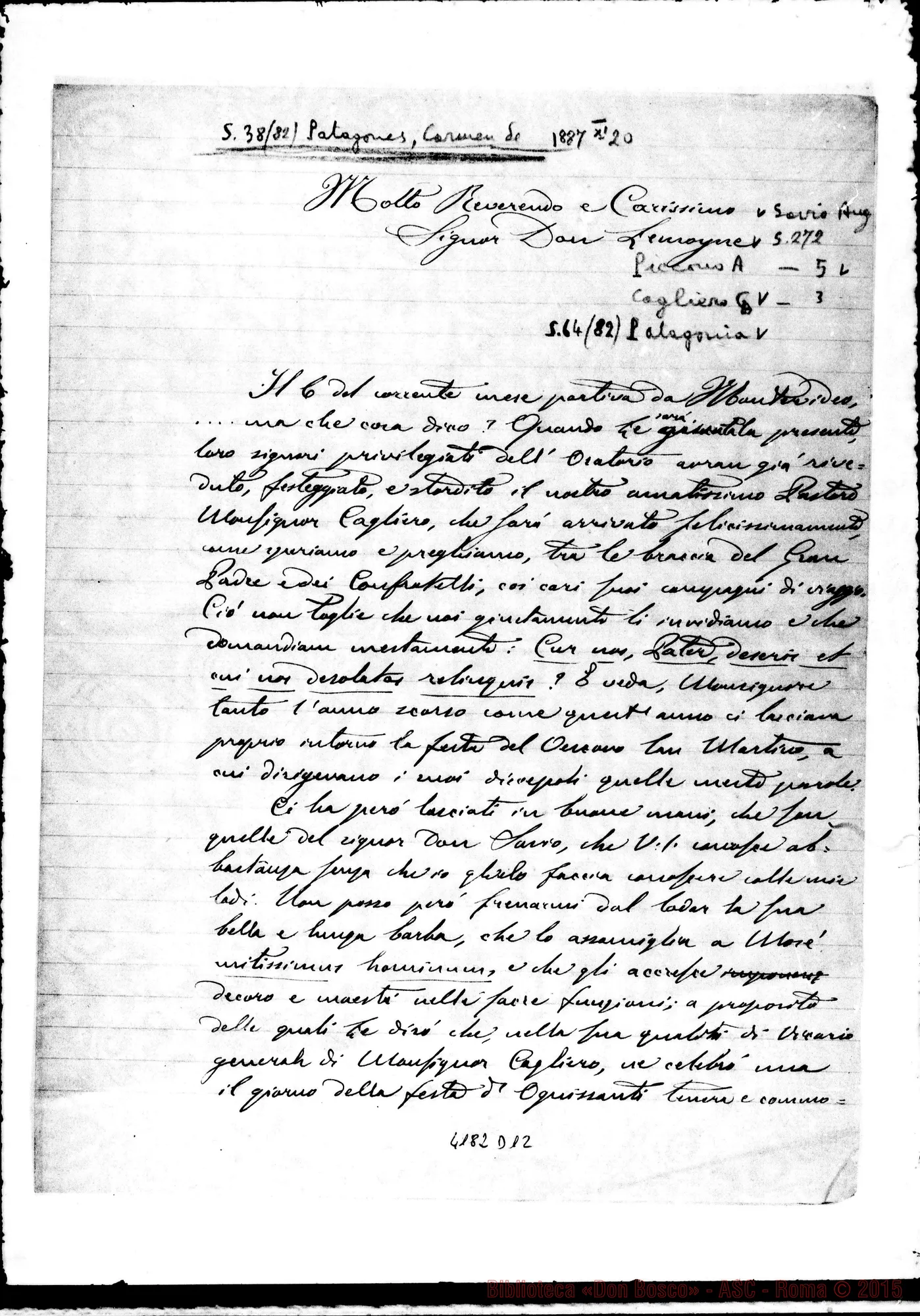 Fotogramma D 12 — Don Angelo Piccono-Don Lemoyne. Patagones, 20-11-1887