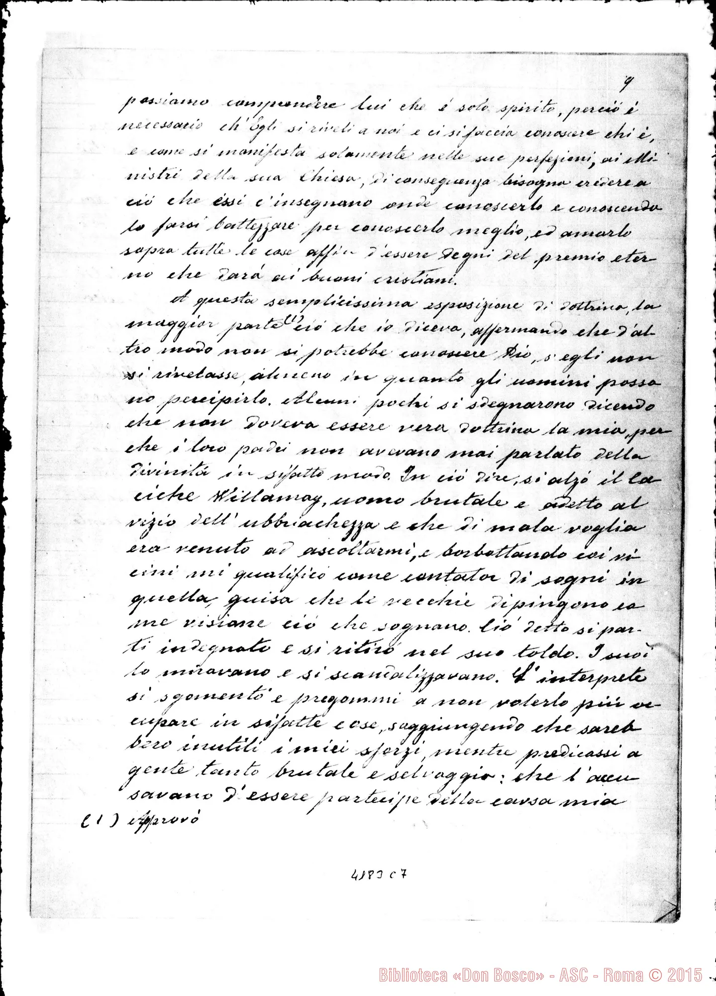 Fotogramma C 7 — Relazione ai Superiori: Don Bosco. 1883, il 9 di agosto. D. Milanesio
