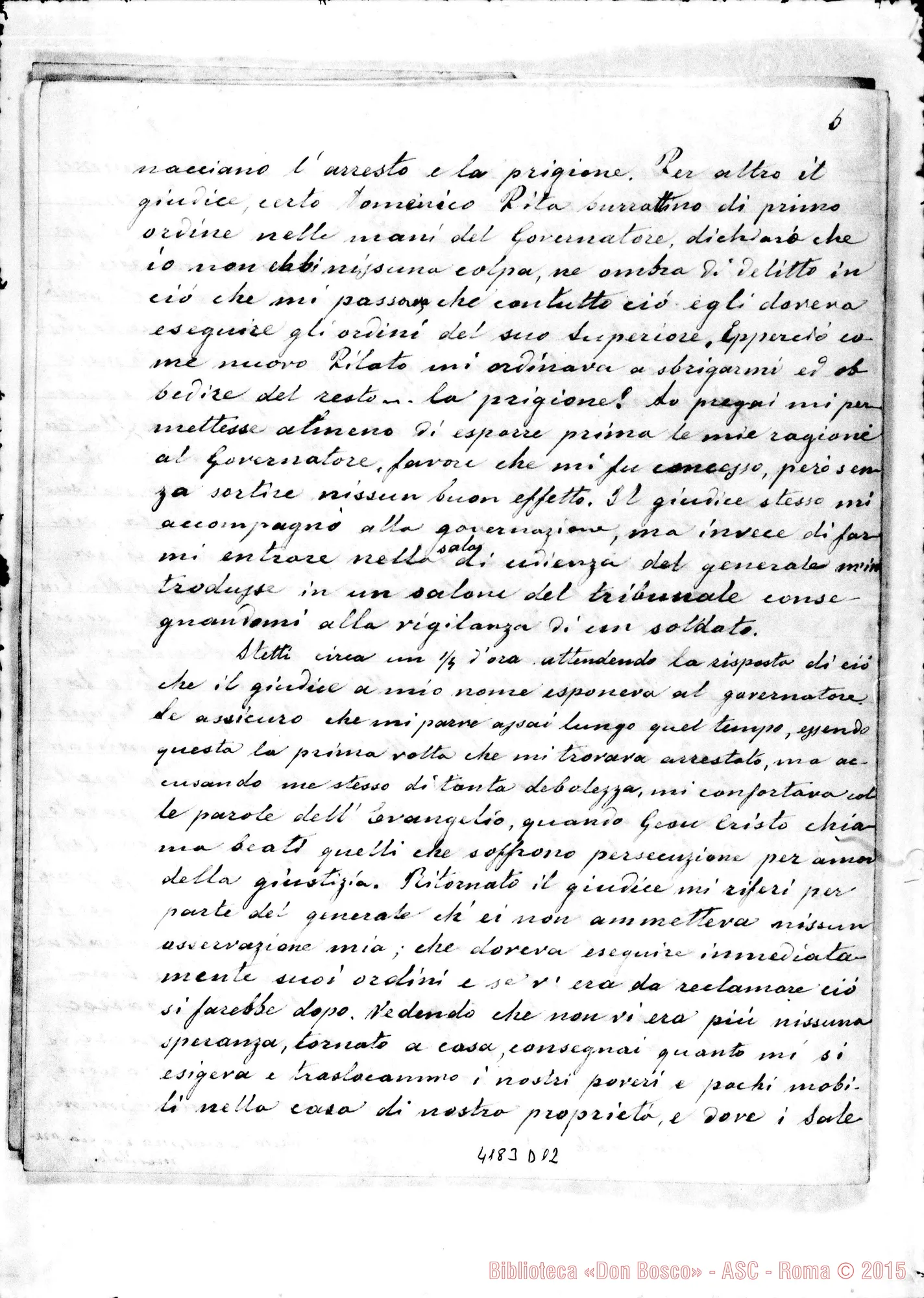 Fotogramma D 12 — Relazione di D. Milanesio A D. Bosco. 1885. Sul Rio Negro