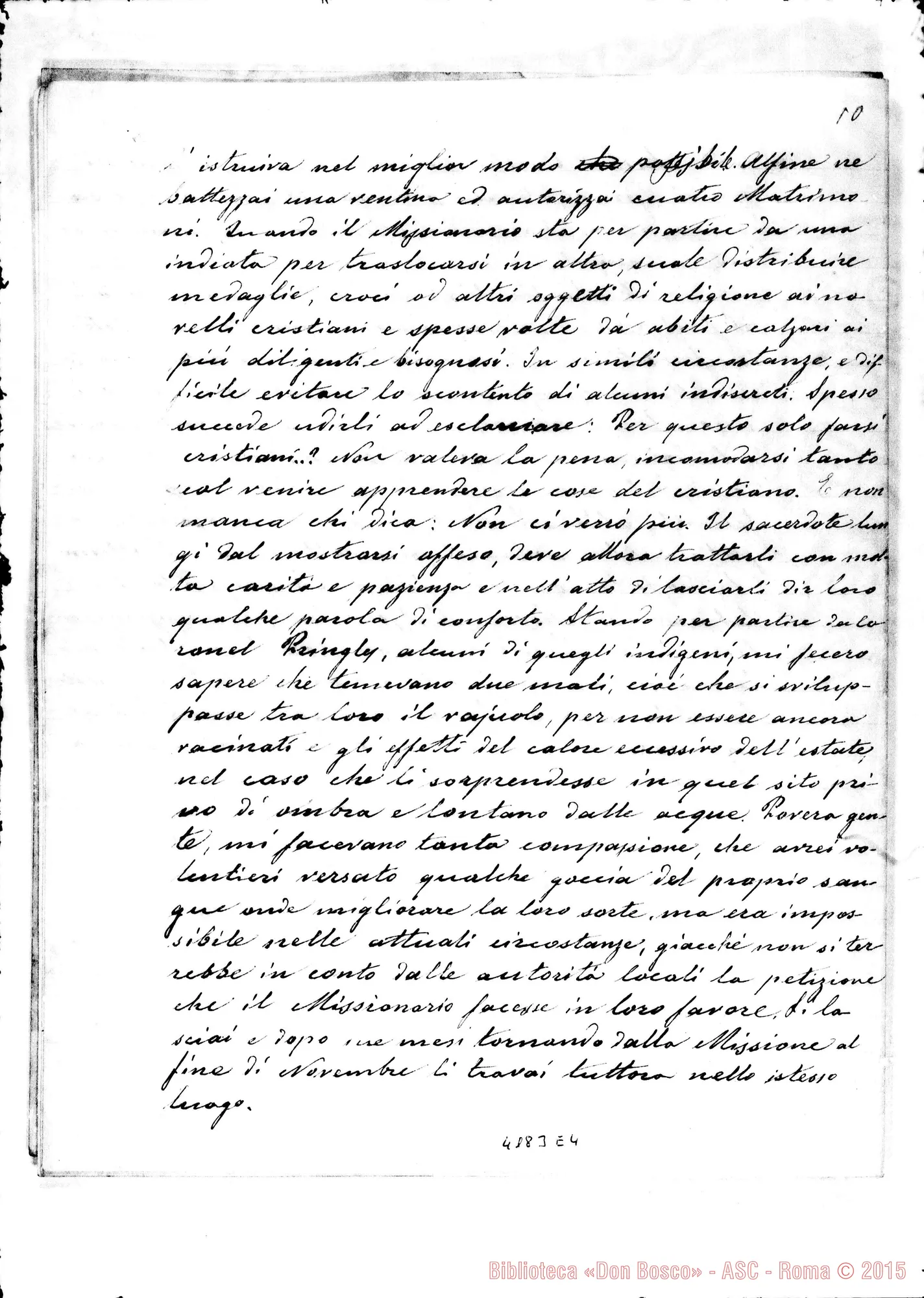 Fotogramma E 4 — Relazione di D. Milanesio A D. Bosco. 1885. Sul Rio Negro