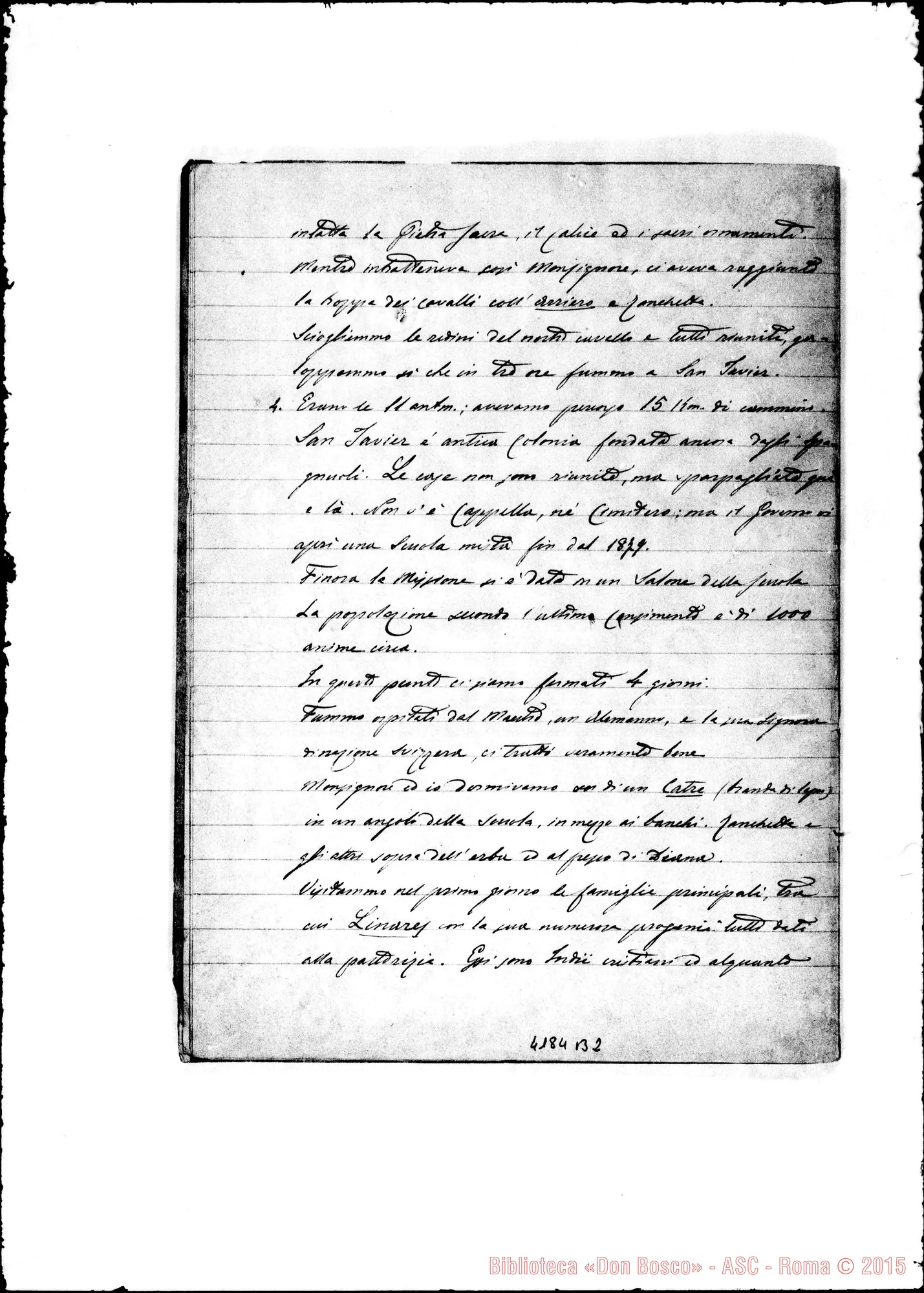 Fotogramma B 2 — Relazione di D. Milanesio A D. Bosco. 1886. Sul Rio Colorado