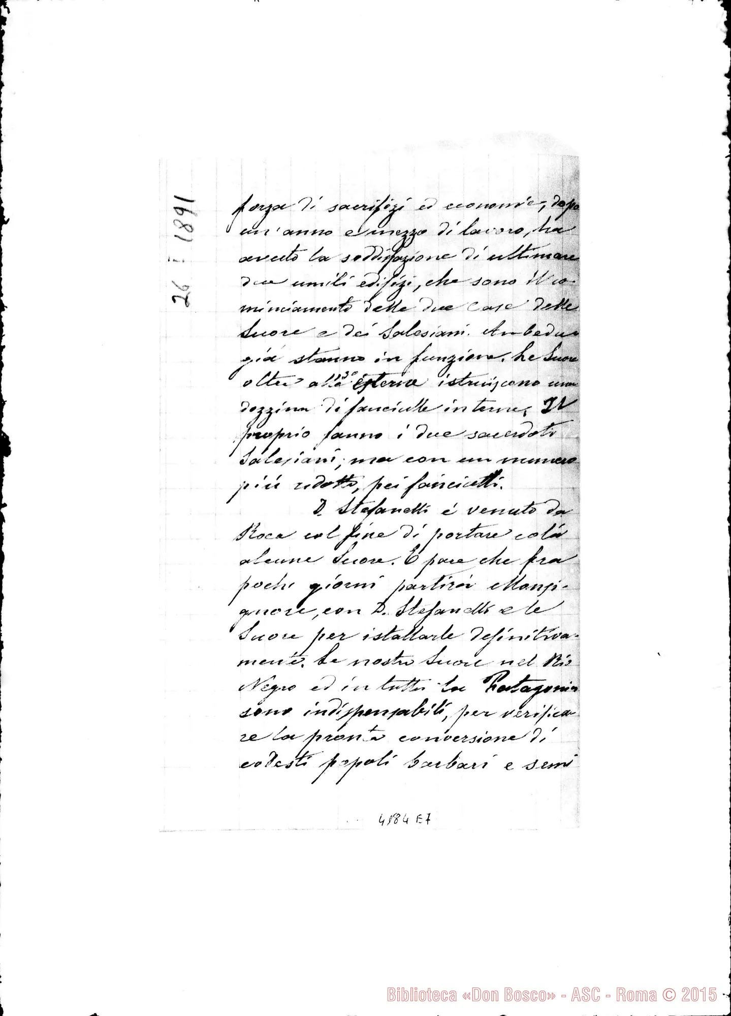 Fotogramma E 7 — Relazione: Don Milanesio-Don Lazzero. Pringle, 26-01-1891