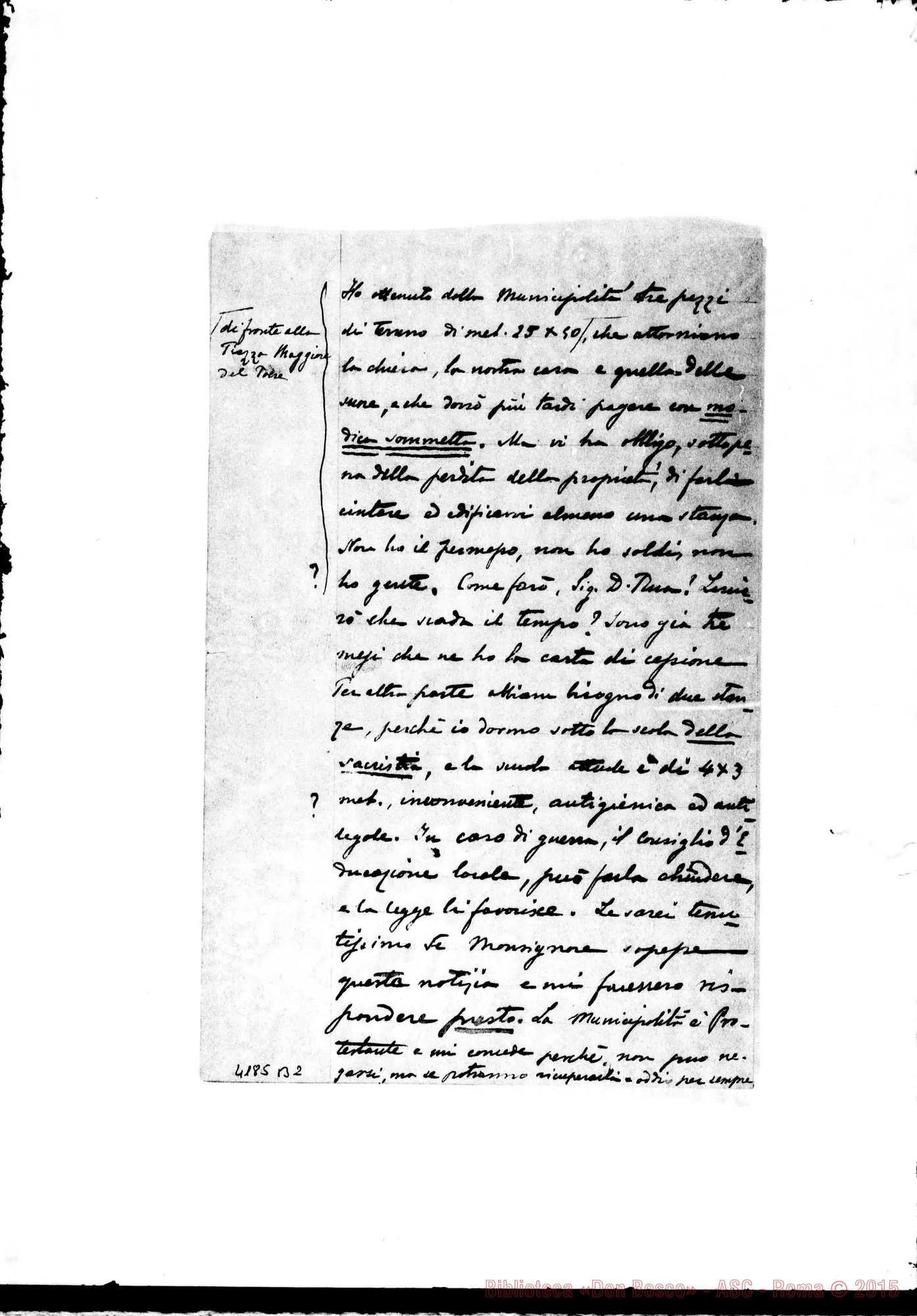 Fotogramma B 2 — Relazione: Don Vacchina-Don Rua, Luglio 1893 Autogr. Rua