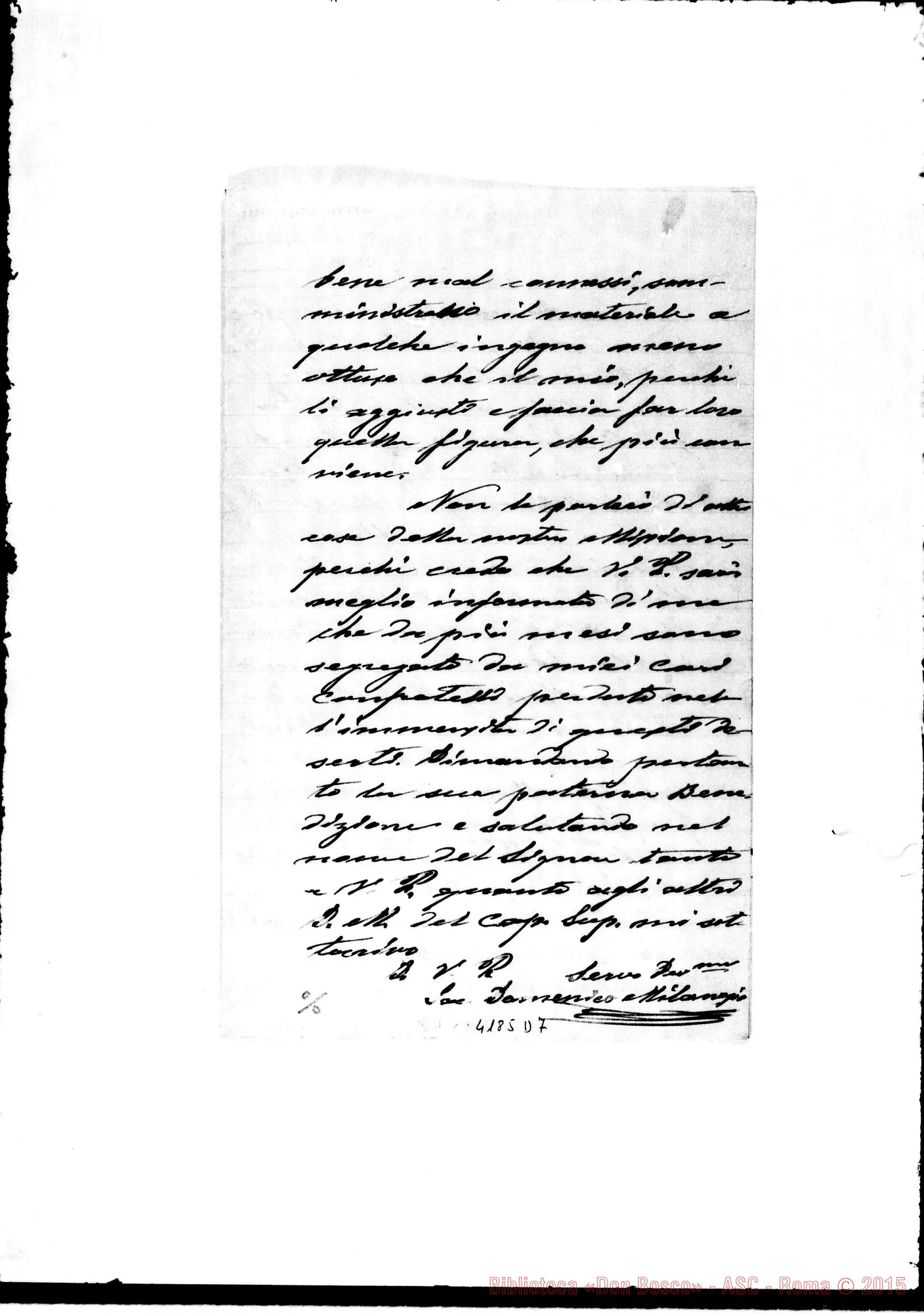 Fotogramma D 7 — Relazione: Don Milanesio-Don Rua. Rawson, 19-10-1893 Autogr. Rua