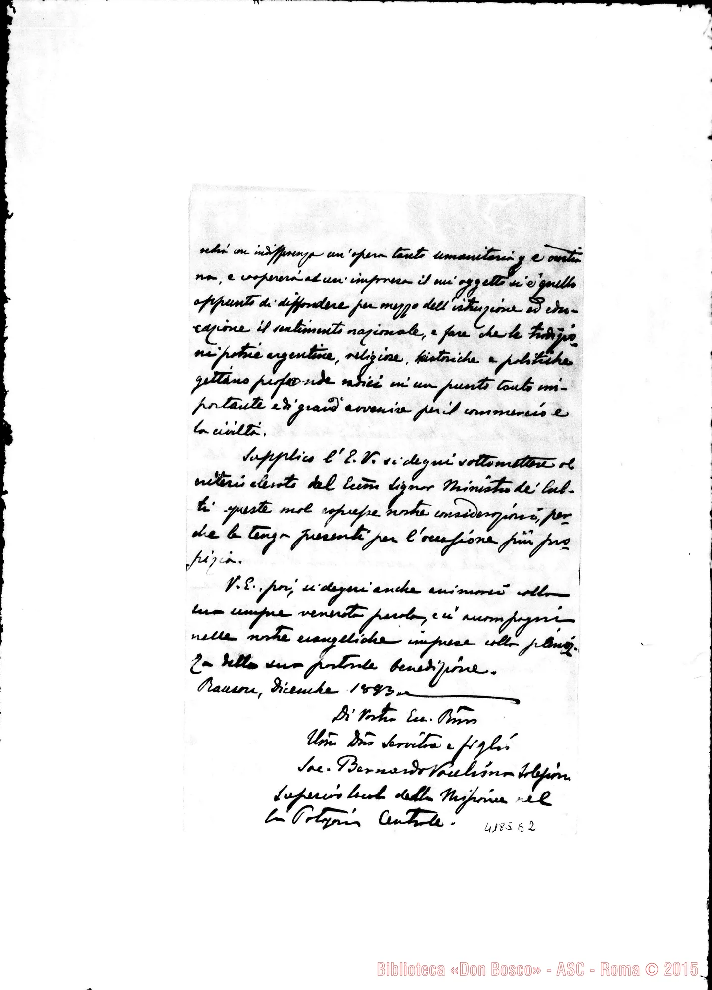 Fotogramma E 2 — Don Vacchina-Don Rua. Die. 1893 Autogr. Rua