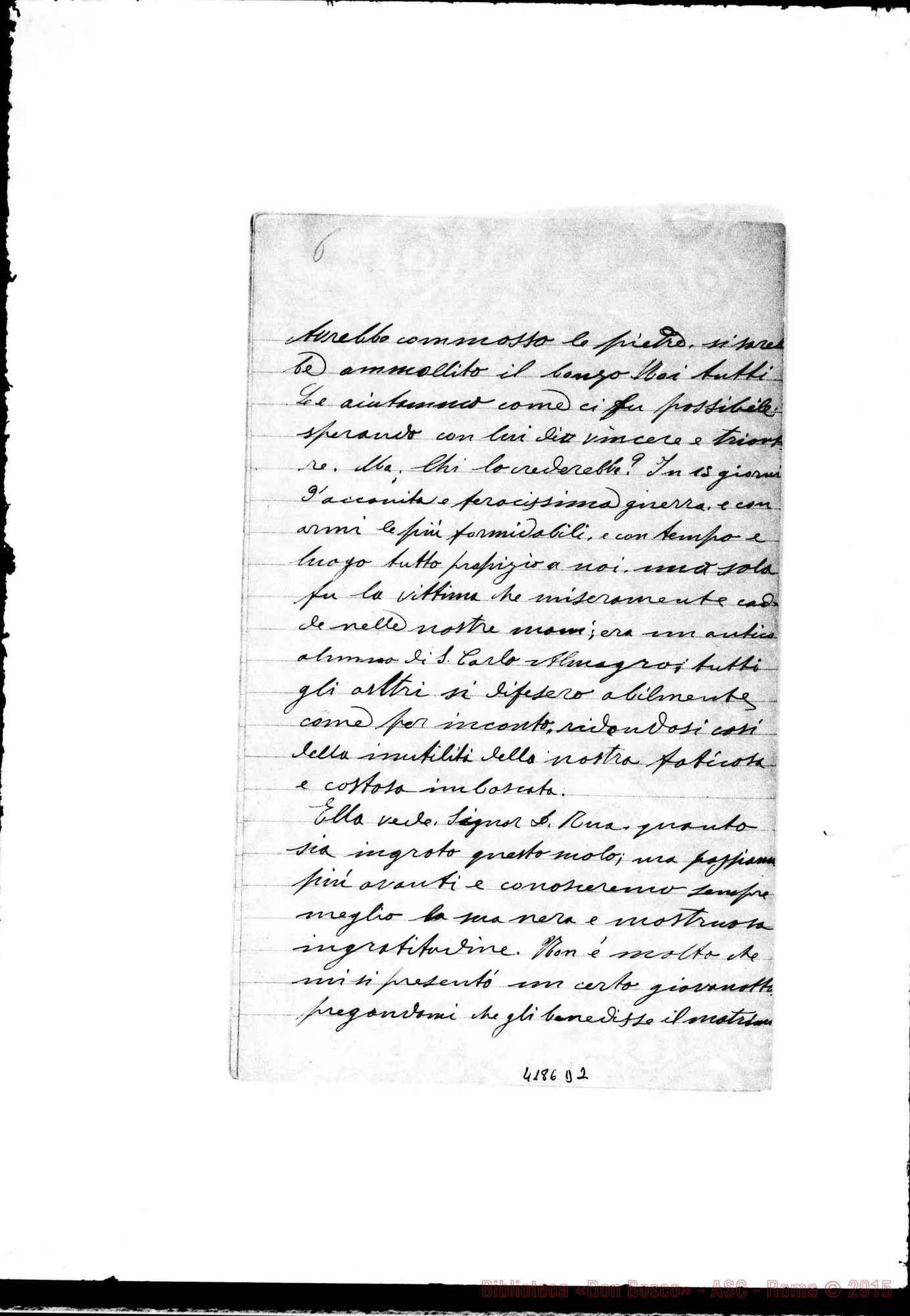 Fotogramma D 2 — A Don Rua dalla Patagonia, il 29-04-1893. Incompleta Autogr. Rua