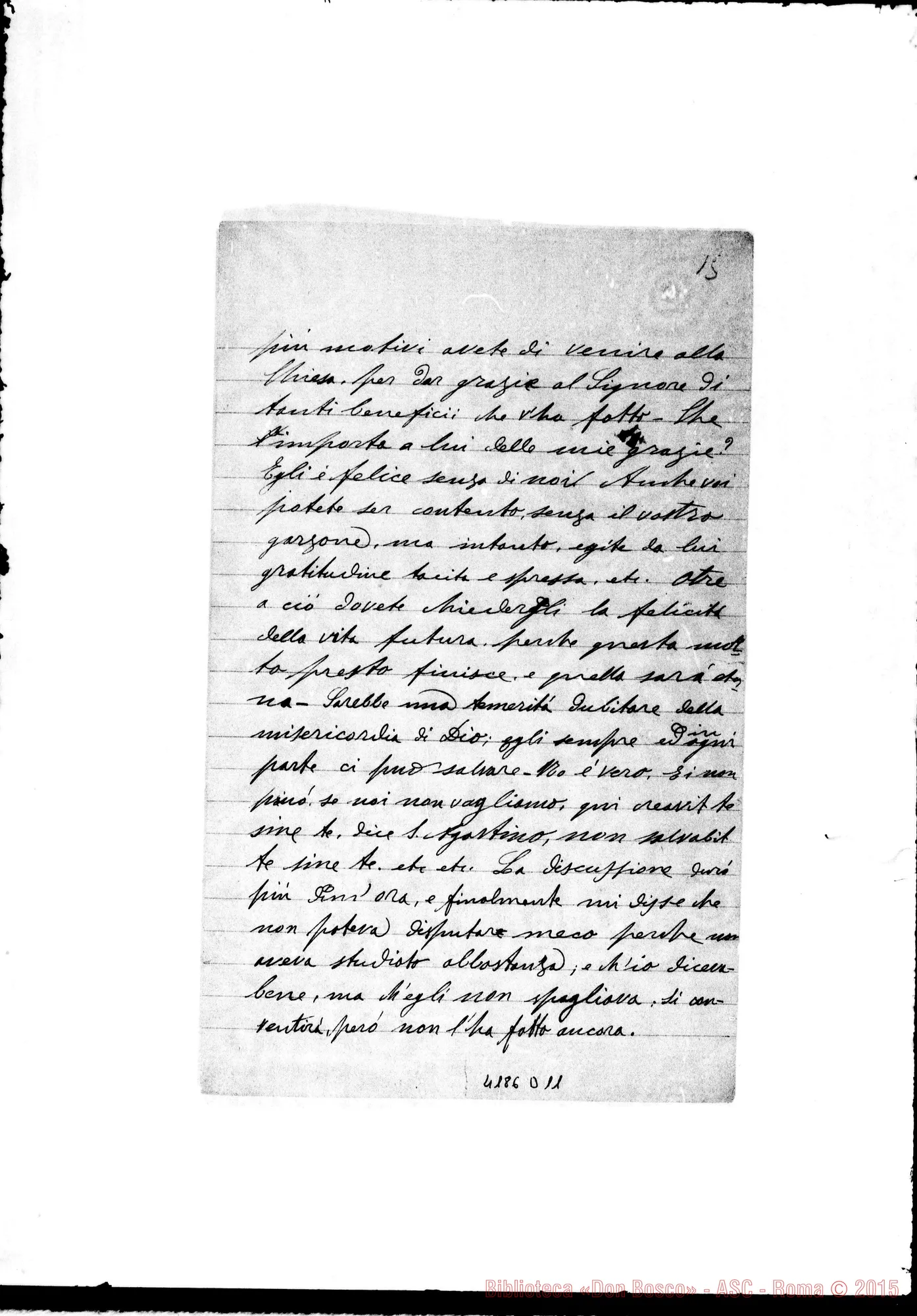 Fotogramma D 11 — A Don Rua dalla Patagonia, il 29-04-1893. Incompleta Autogr. Rua