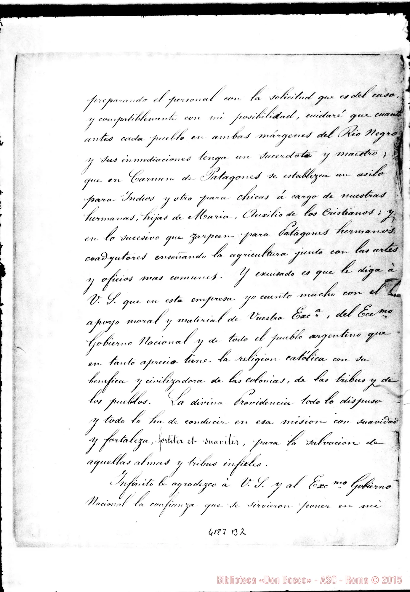 Fotogramma B 2 — Autorità Ecclesiastiche: Don Bosco-Mons. Aneyros. Torino, 13-09-1879 Copia ms. di D. Cagliero G. E bella copia