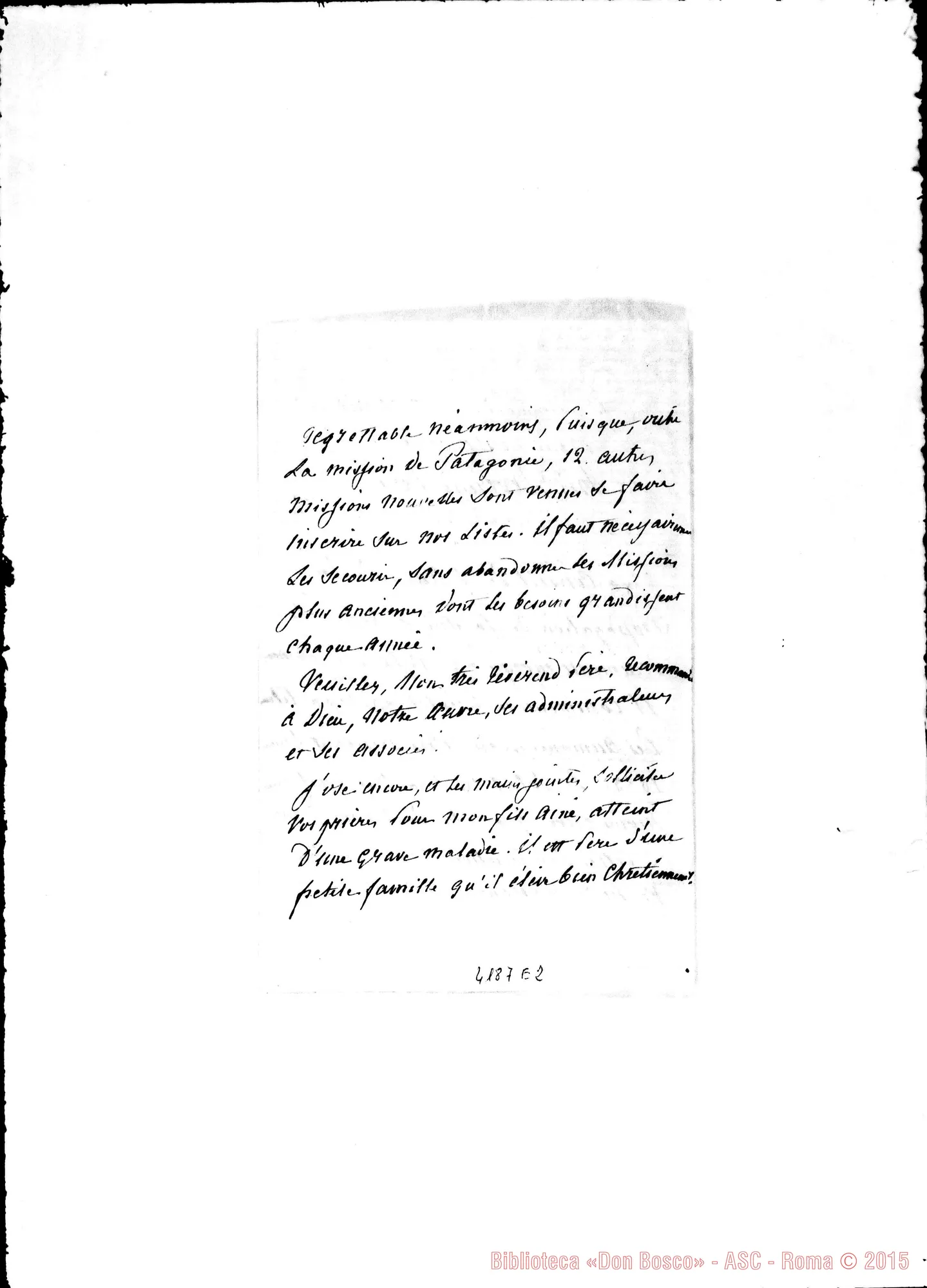 Fotogramma E 2 — Propag. de la Foi-Révérend Père. Lyon, 16-02-1884