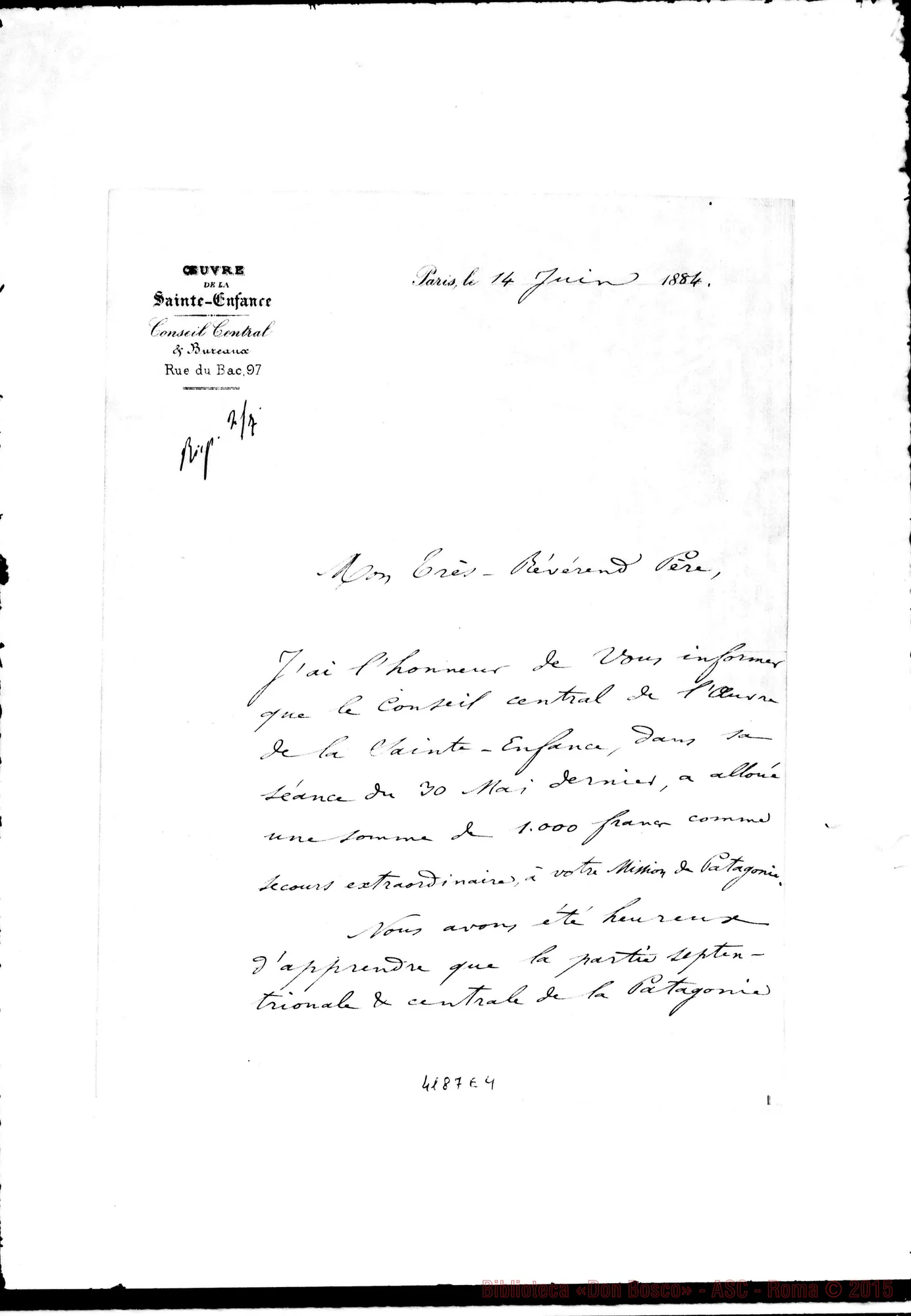 Fotogramma E 4 — Sainte Enfance-Révérend Père. Paris, 14-06-1884