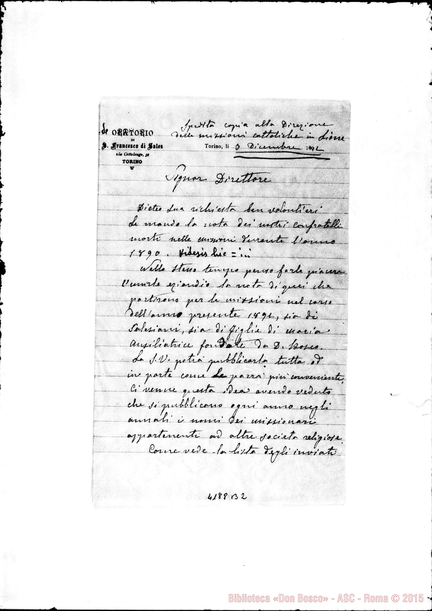 Fotogramma B 2 — Don Rua-Propag. de la Foi. Torino, 3-12-1892 Copia