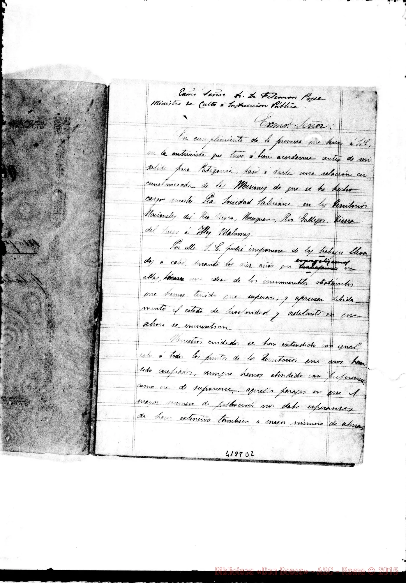 Fotogramma D 2 — Relazione al Ministro del Culto. 18-05-1889
