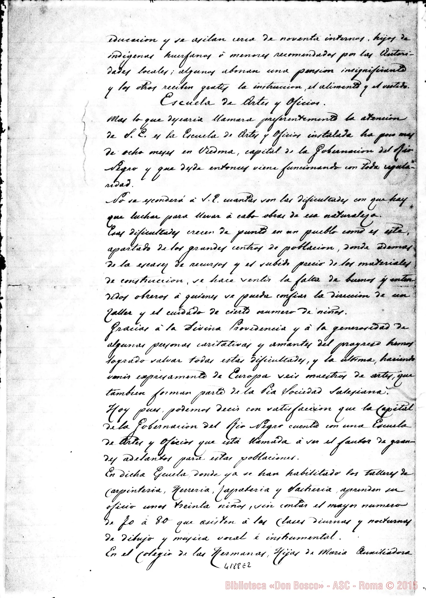 Fotogramma E 2 — Relazione al Ministro del Culto. Viedma, 2-02-1890