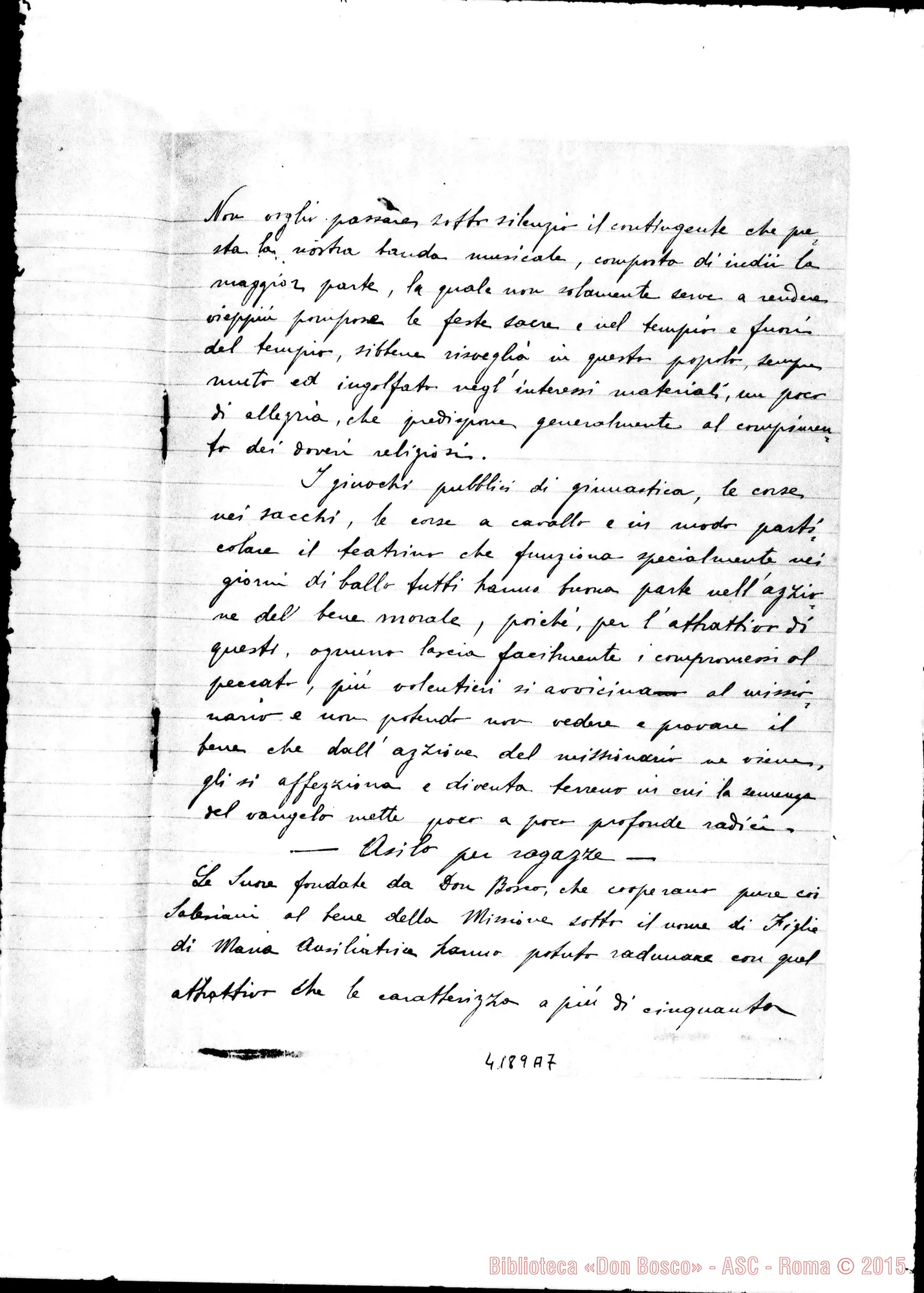 Fotogramma A 7 — Relazione al Ministro del Culto. Anno 1892