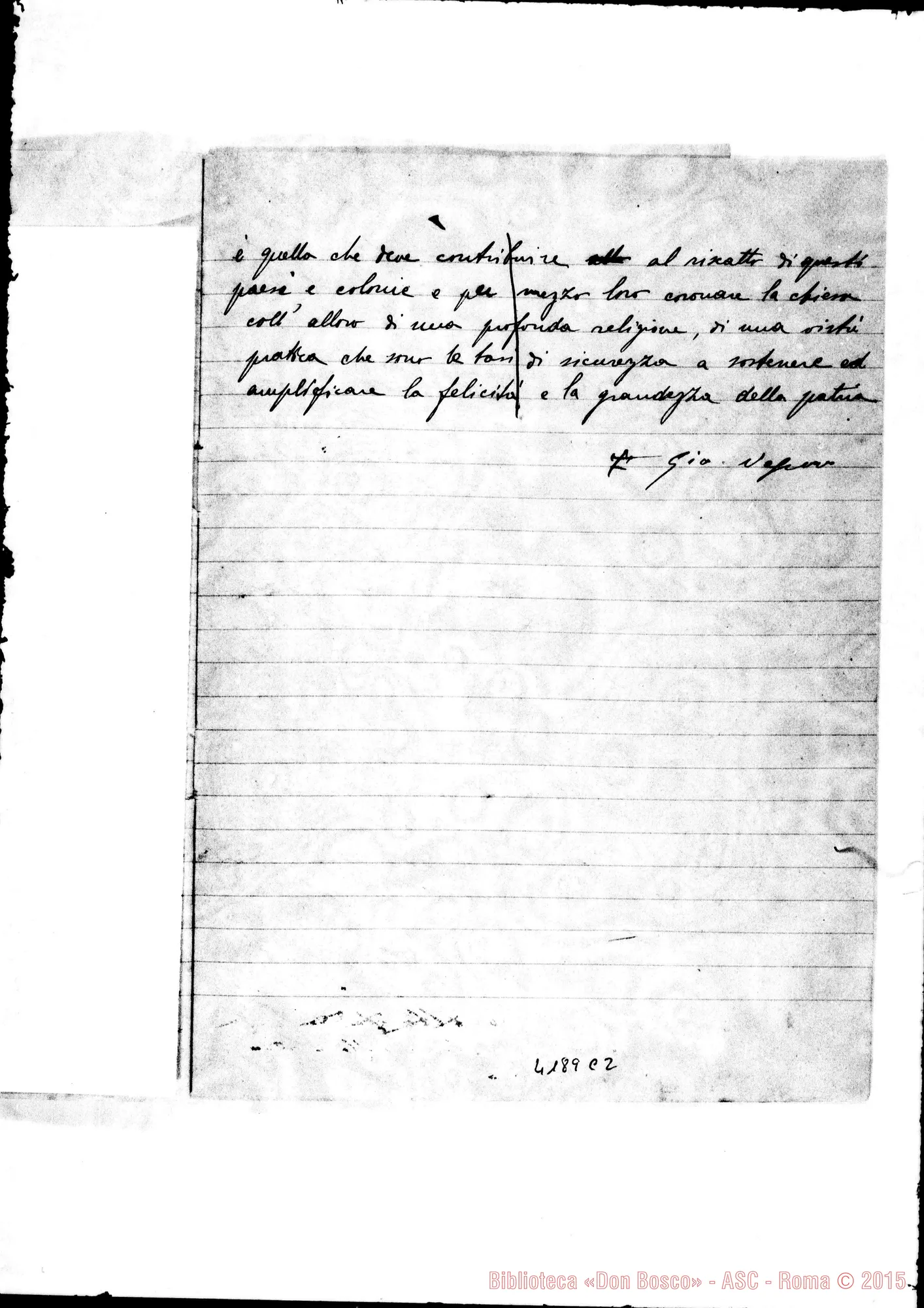 Fotogramma C 2 — Relazione al Ministro del Culto. Anno 1892
