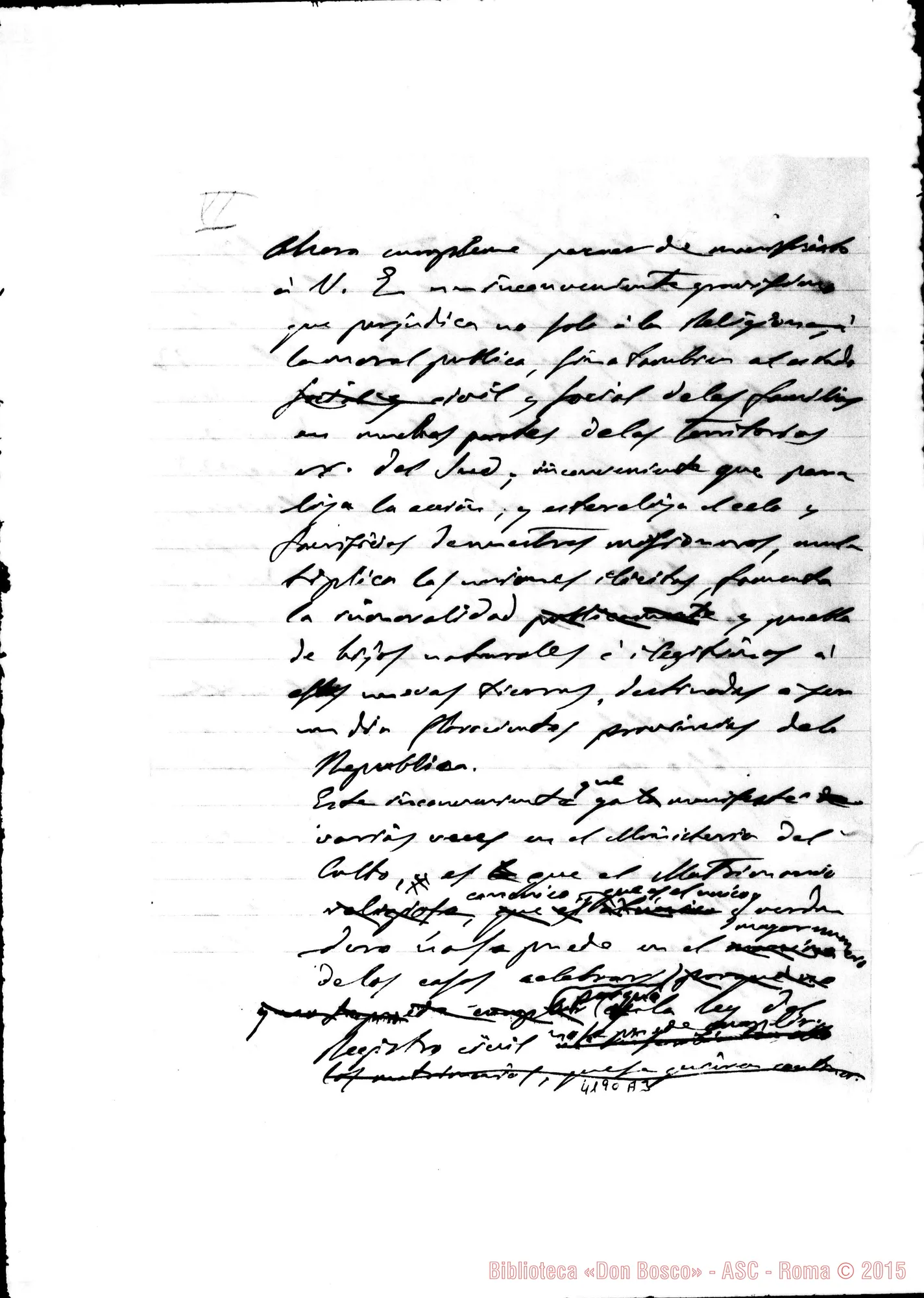 Fotogramma A 3 — Relazione al Ministro del Culto nell’anno 1896. Bella copia E ms. orig. di Mons. Cagliero